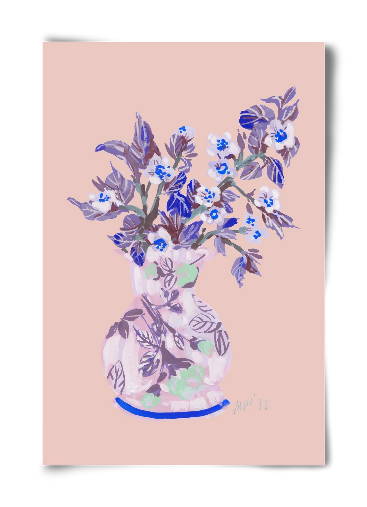 Apple Blossom In Vase- coral - artbridge