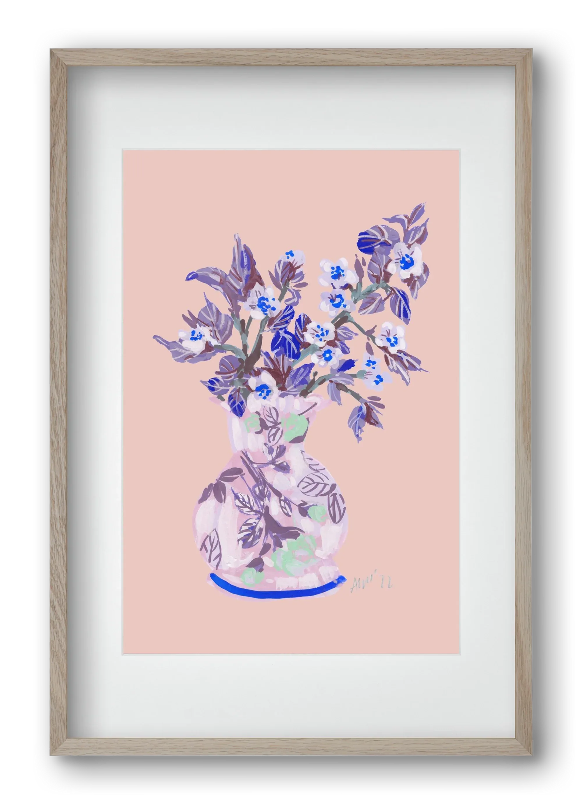 Apple Blossom In Vase- coral - artbridge