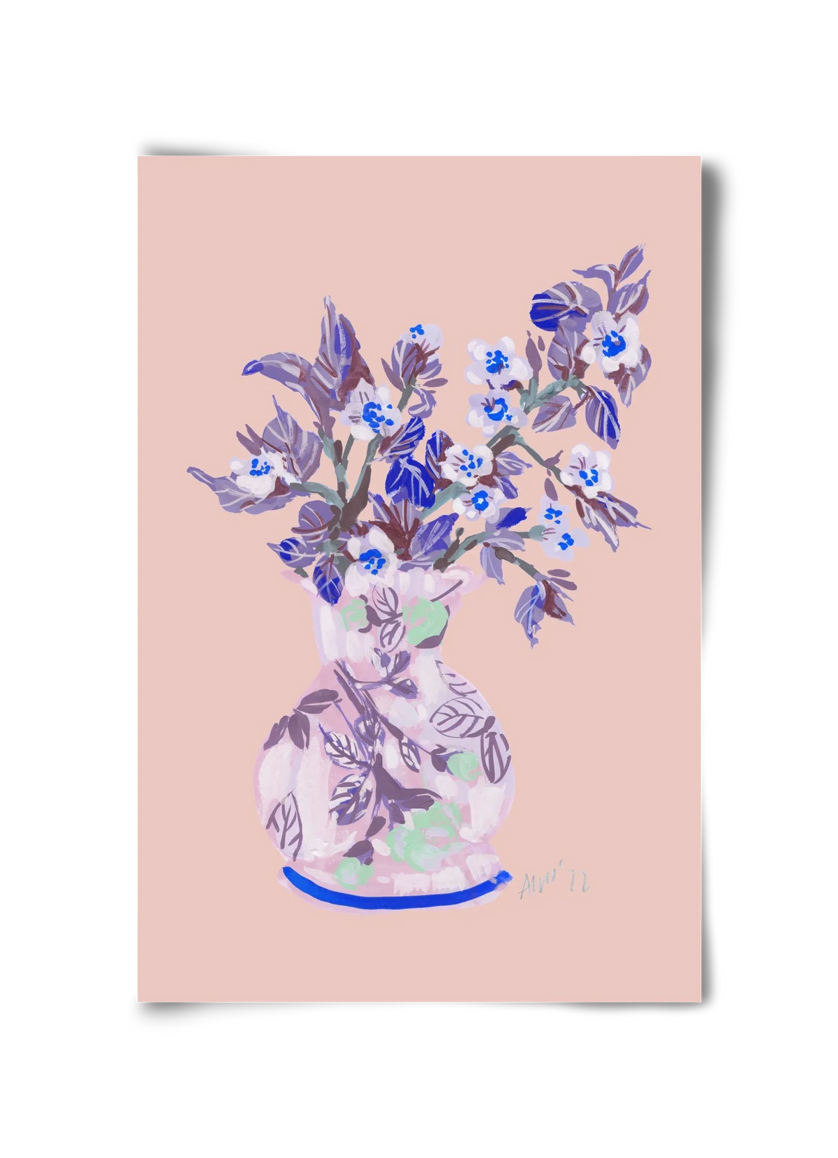 Apple Blossom In Vase- coral - artbridge