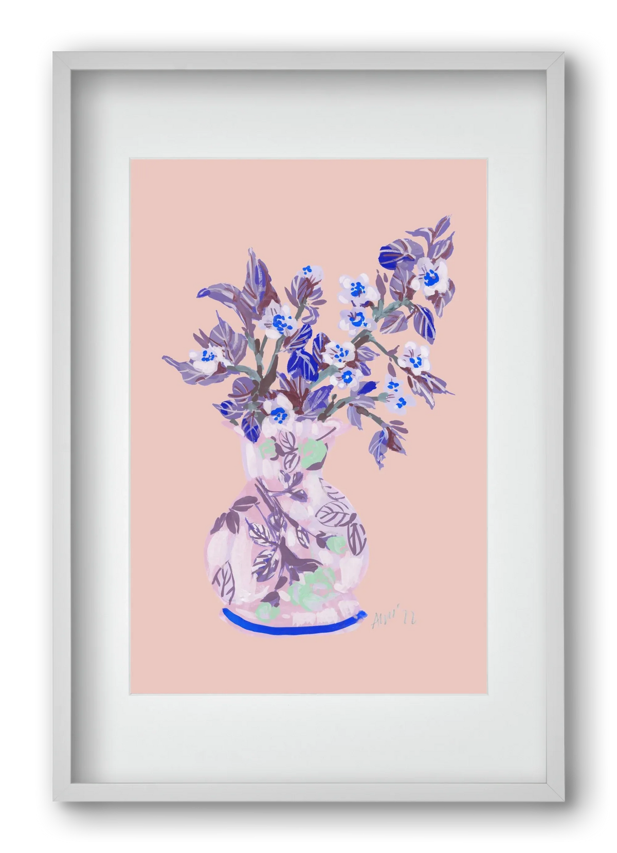 Apple Blossom In Vase- coral - artbridge