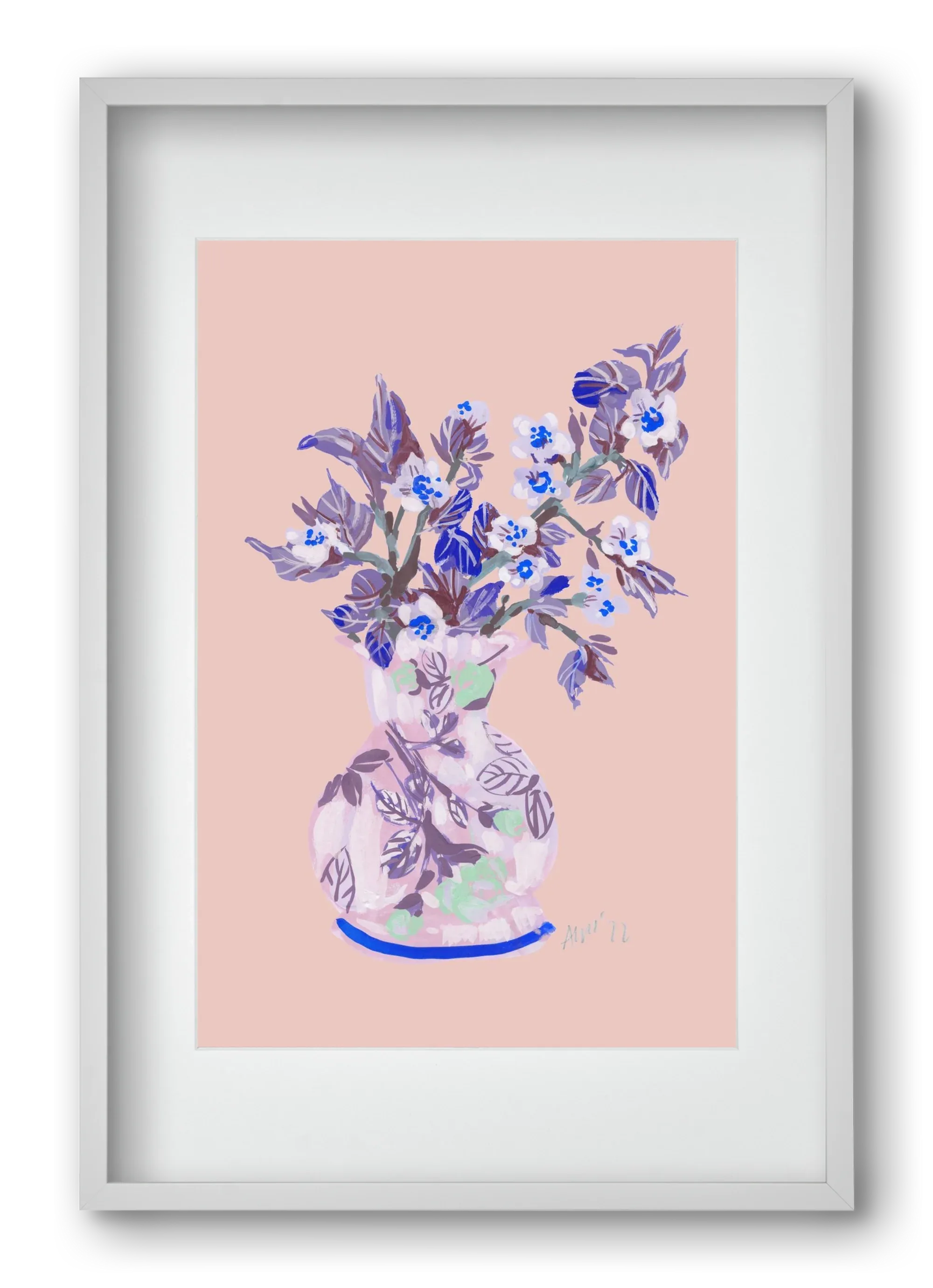 Apple Blossom In Vase- coral - artbridge