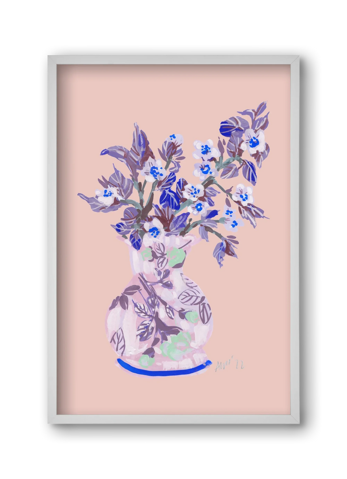 Apple Blossom In Vase- coral - artbridge