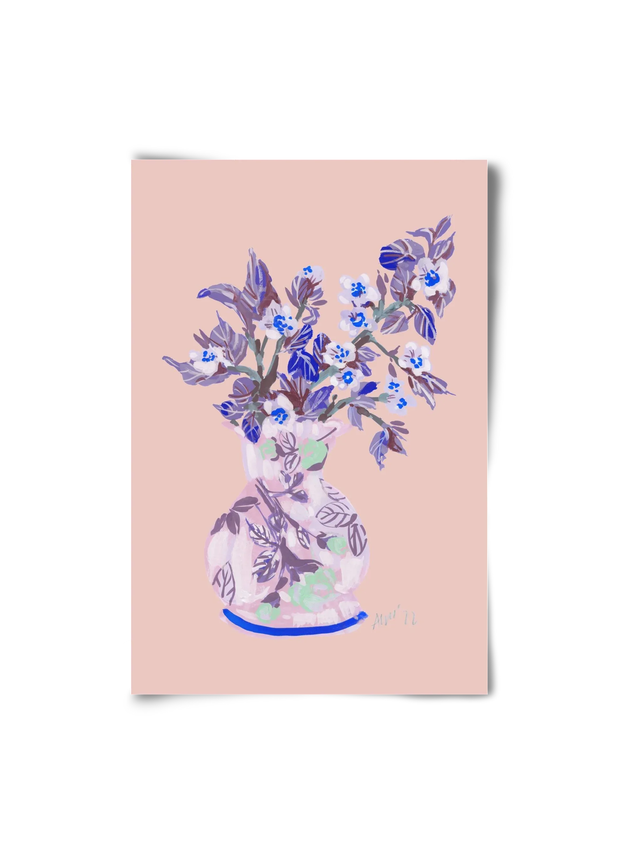 Apple Blossom In Vase- coral - artbridge