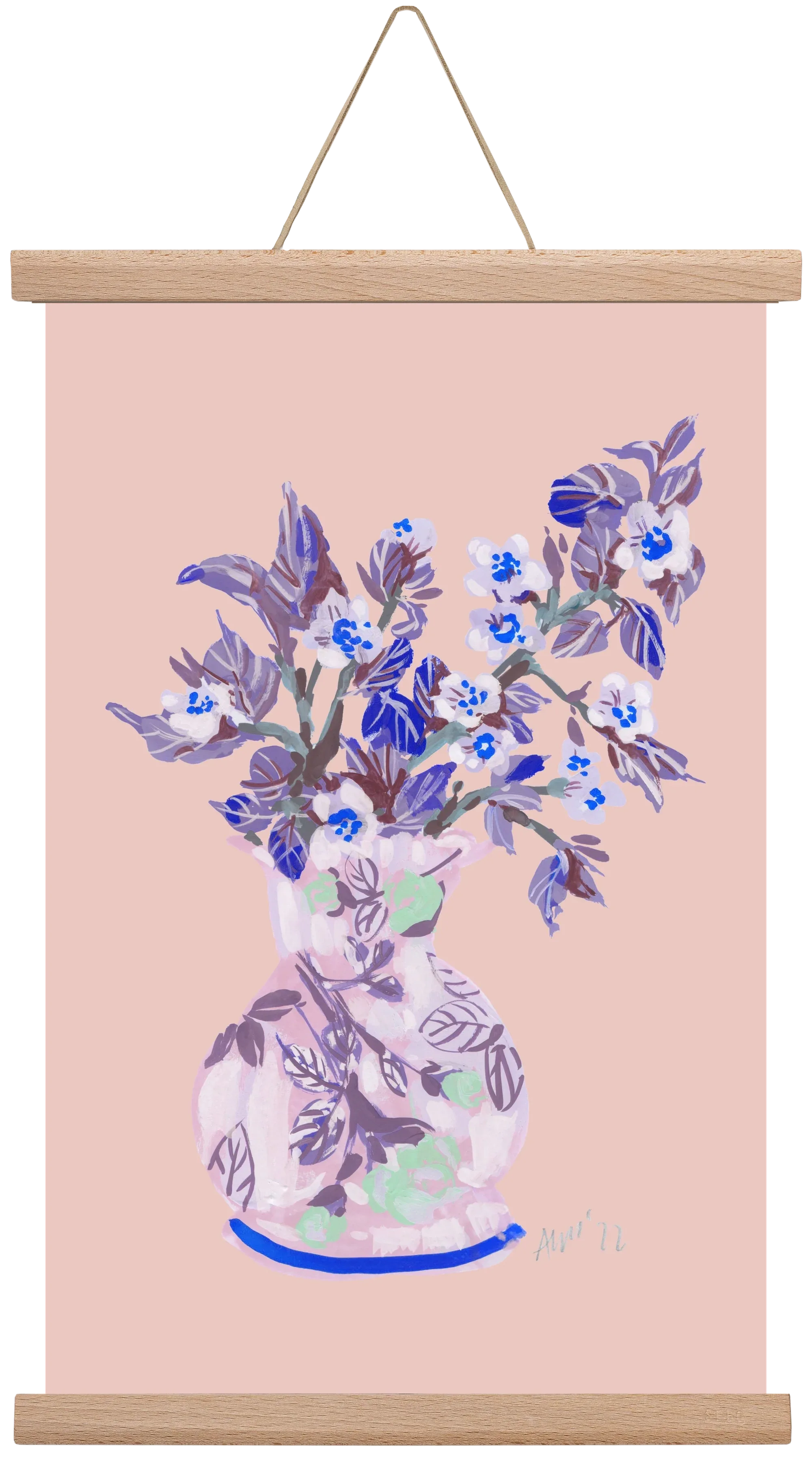 Apple Blossom In Vase- coral - artbridge