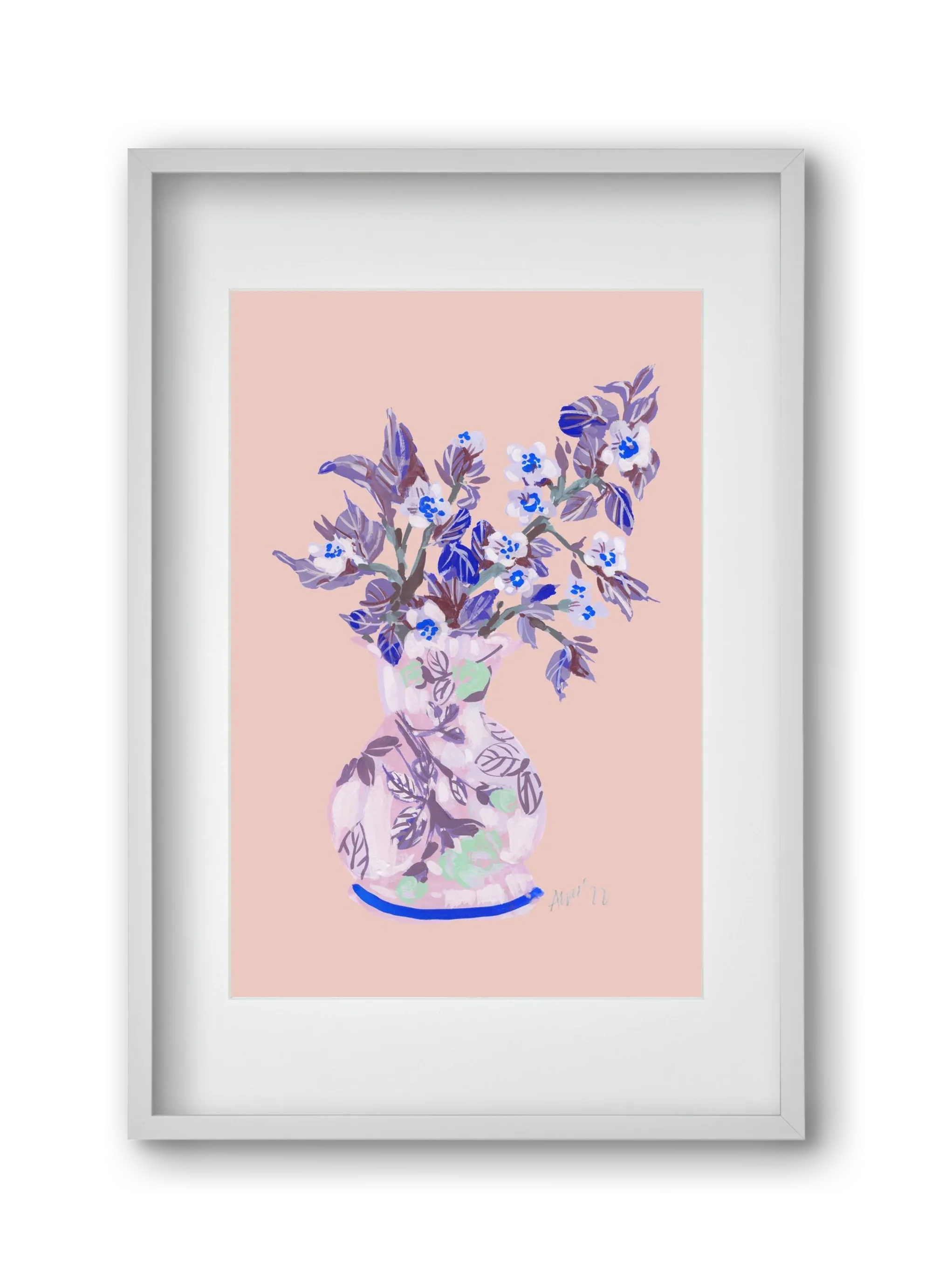 Apple Blossom In Vase- coral - artbridge