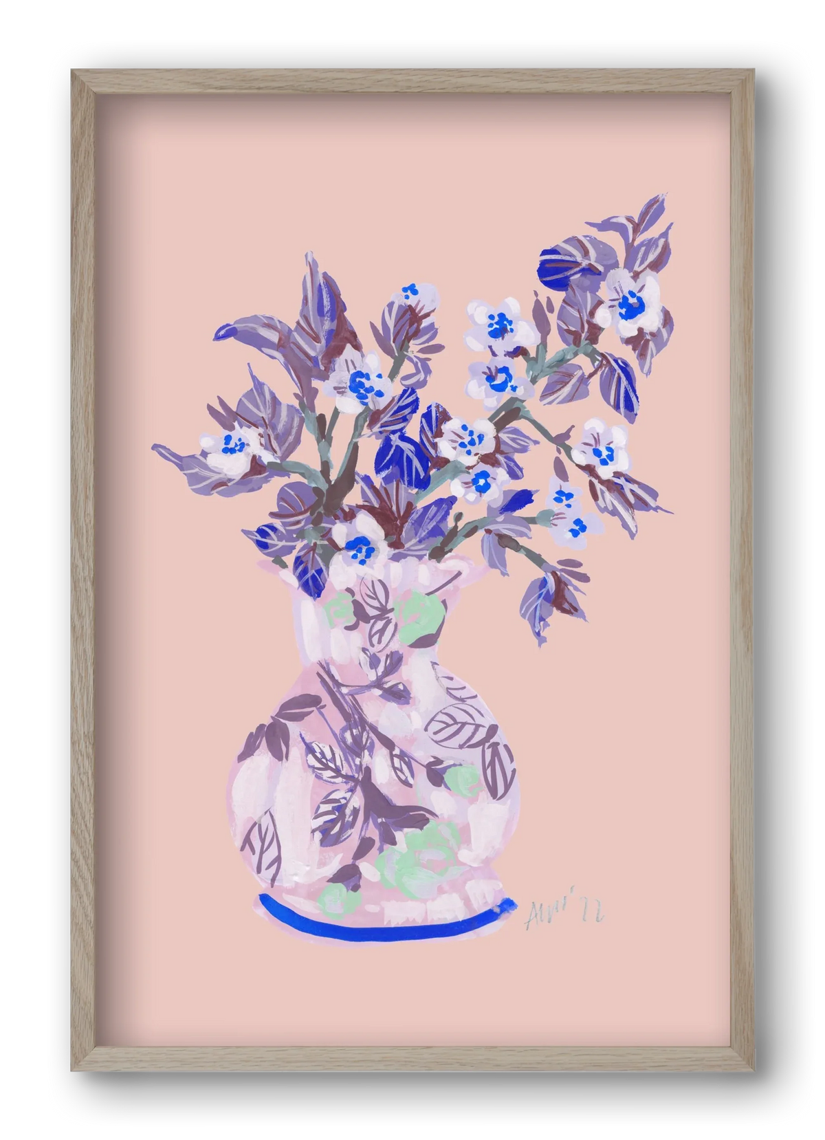 Apple Blossom In Vase- coral - artbridge