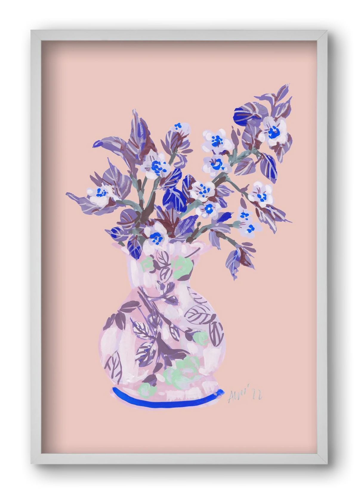 Apple Blossom In Vase- coral - artbridge