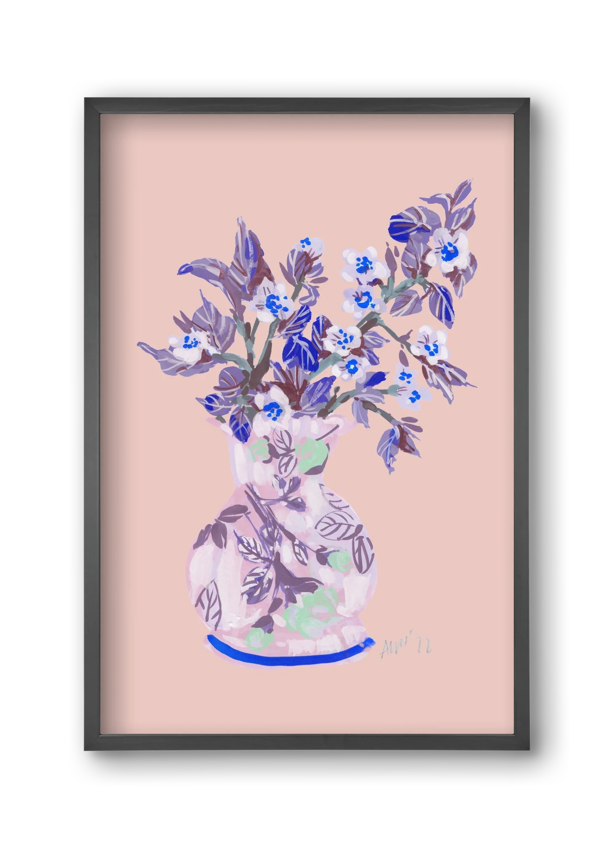 Apple Blossom In Vase- coral - artbridge