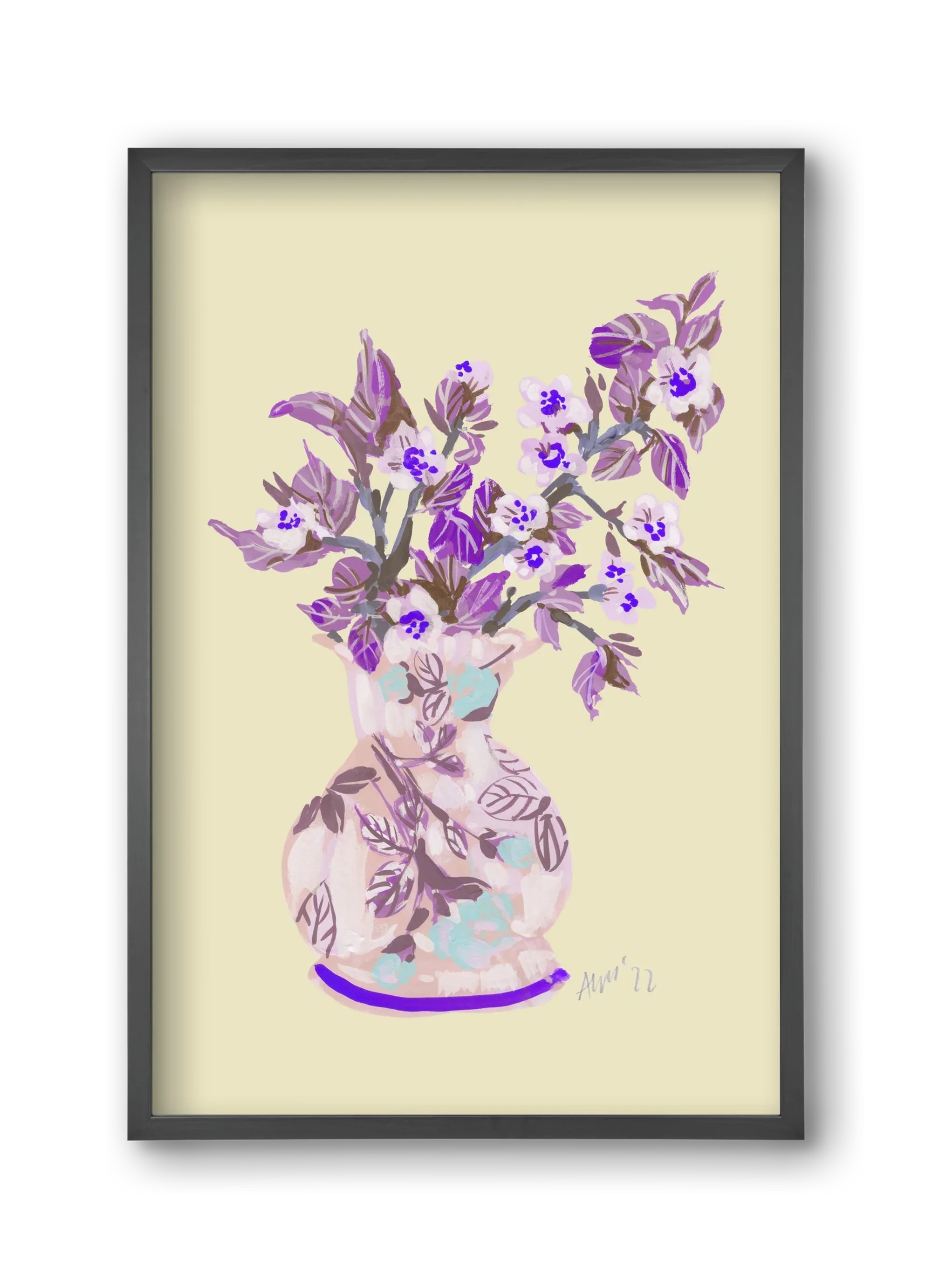 Apple Blossom In Vase- violet - artbridge