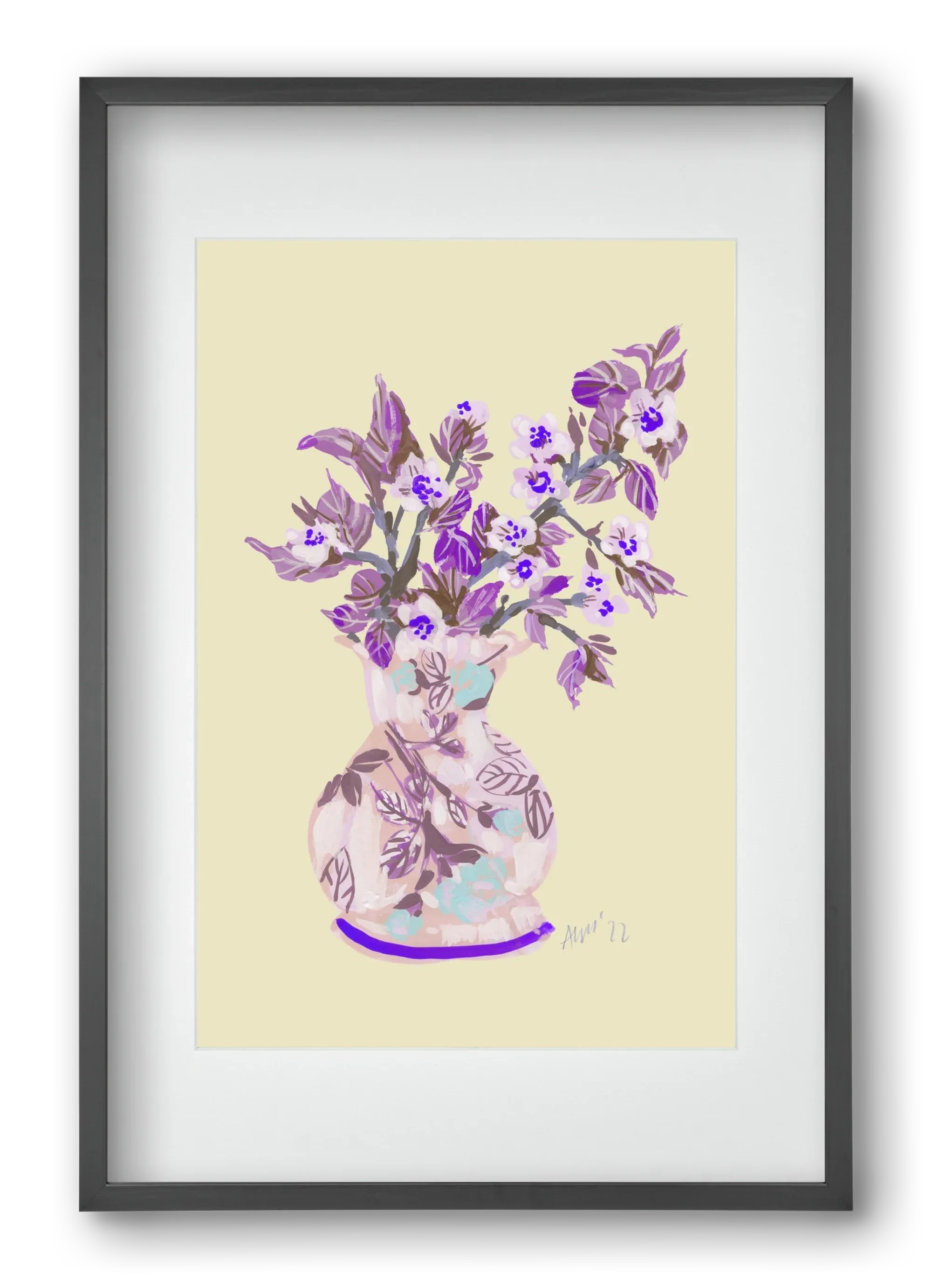 Apple Blossom In Vase- violet - artbridge