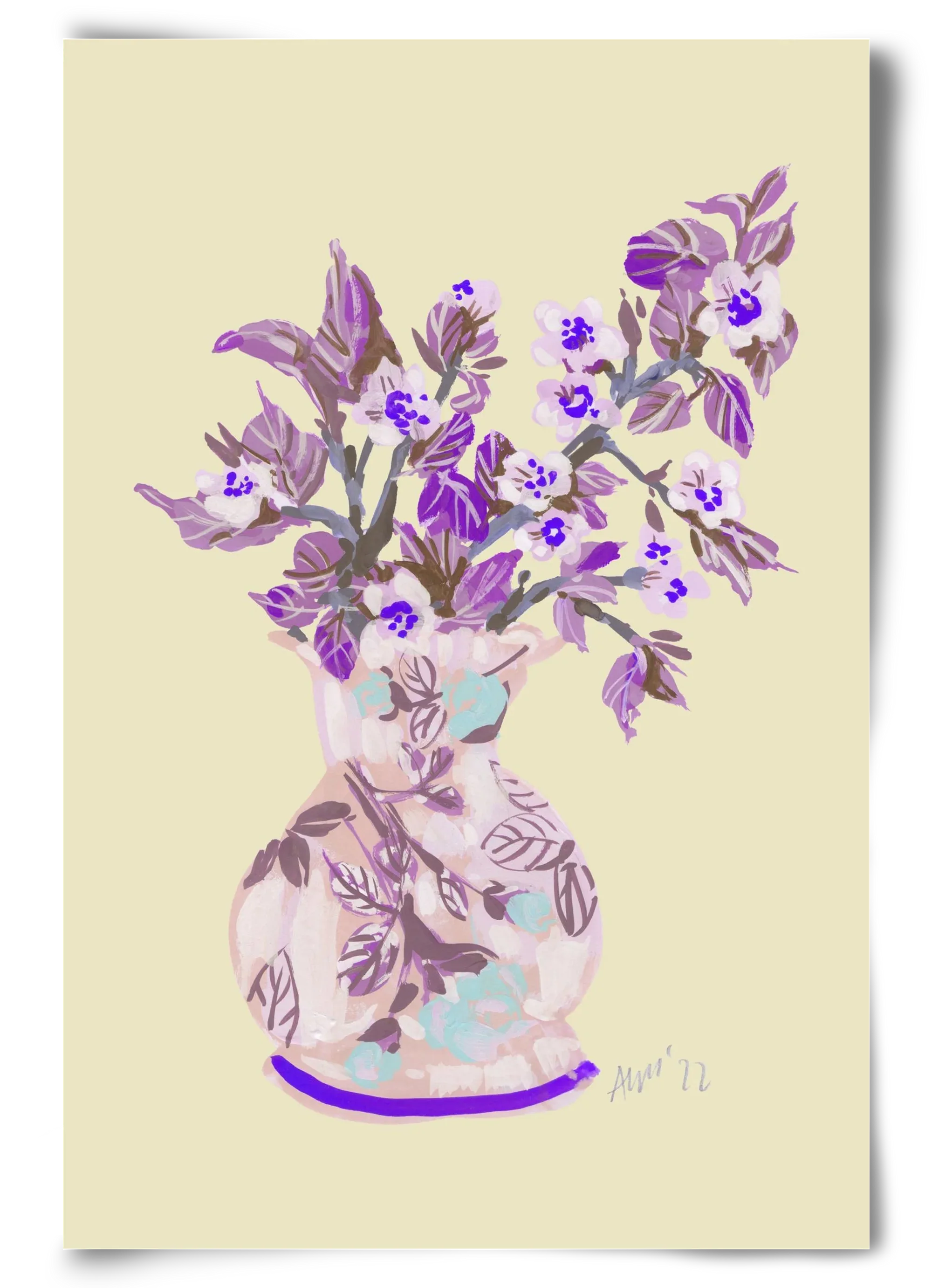 Apple Blossom In Vase- violet - artbridge