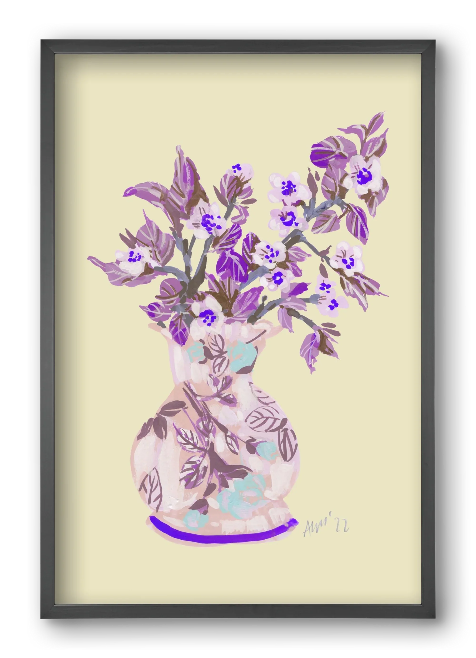 Apple Blossom In Vase- violet - artbridge
