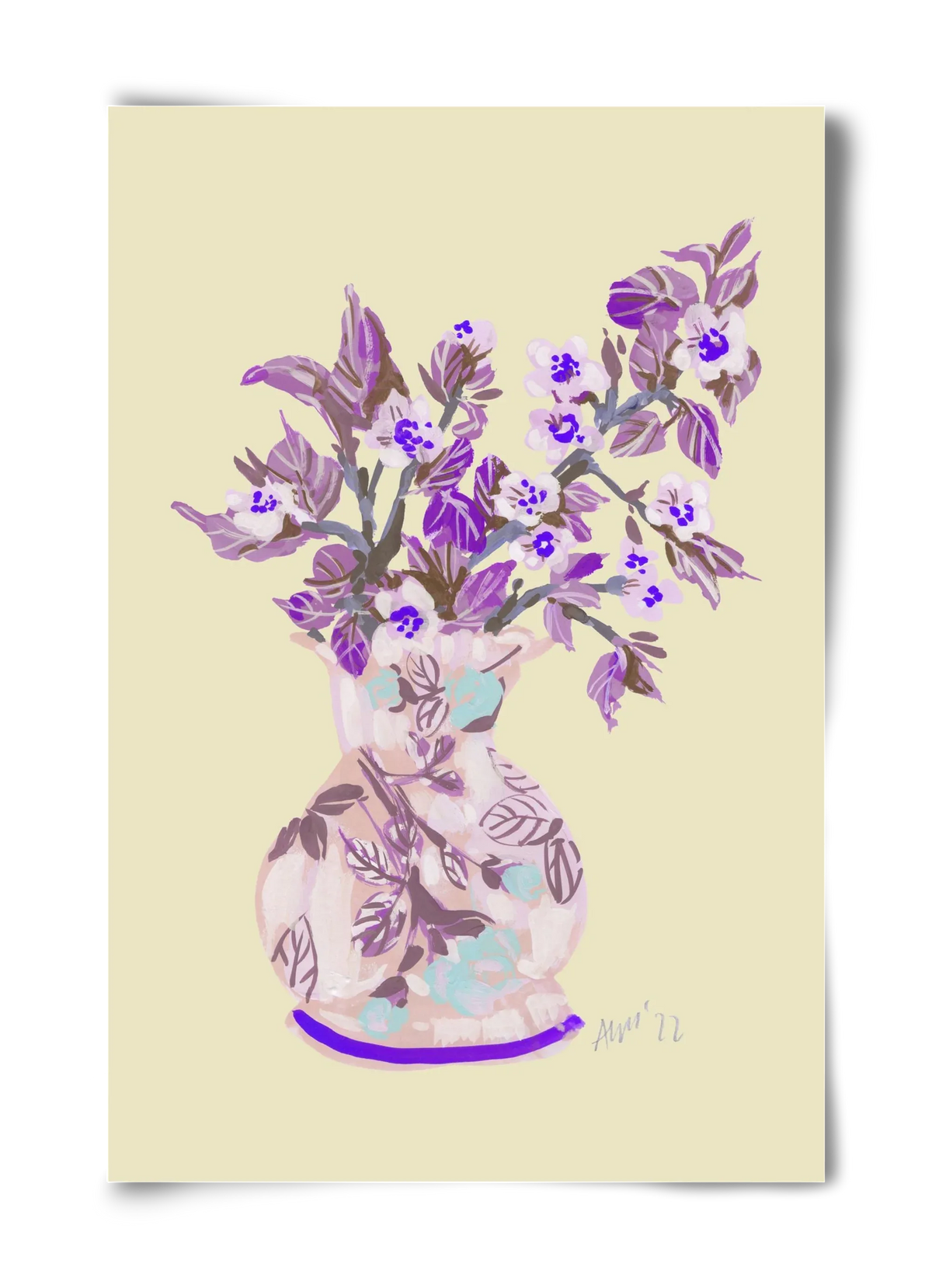 Apple Blossom In Vase- violet - artbridge