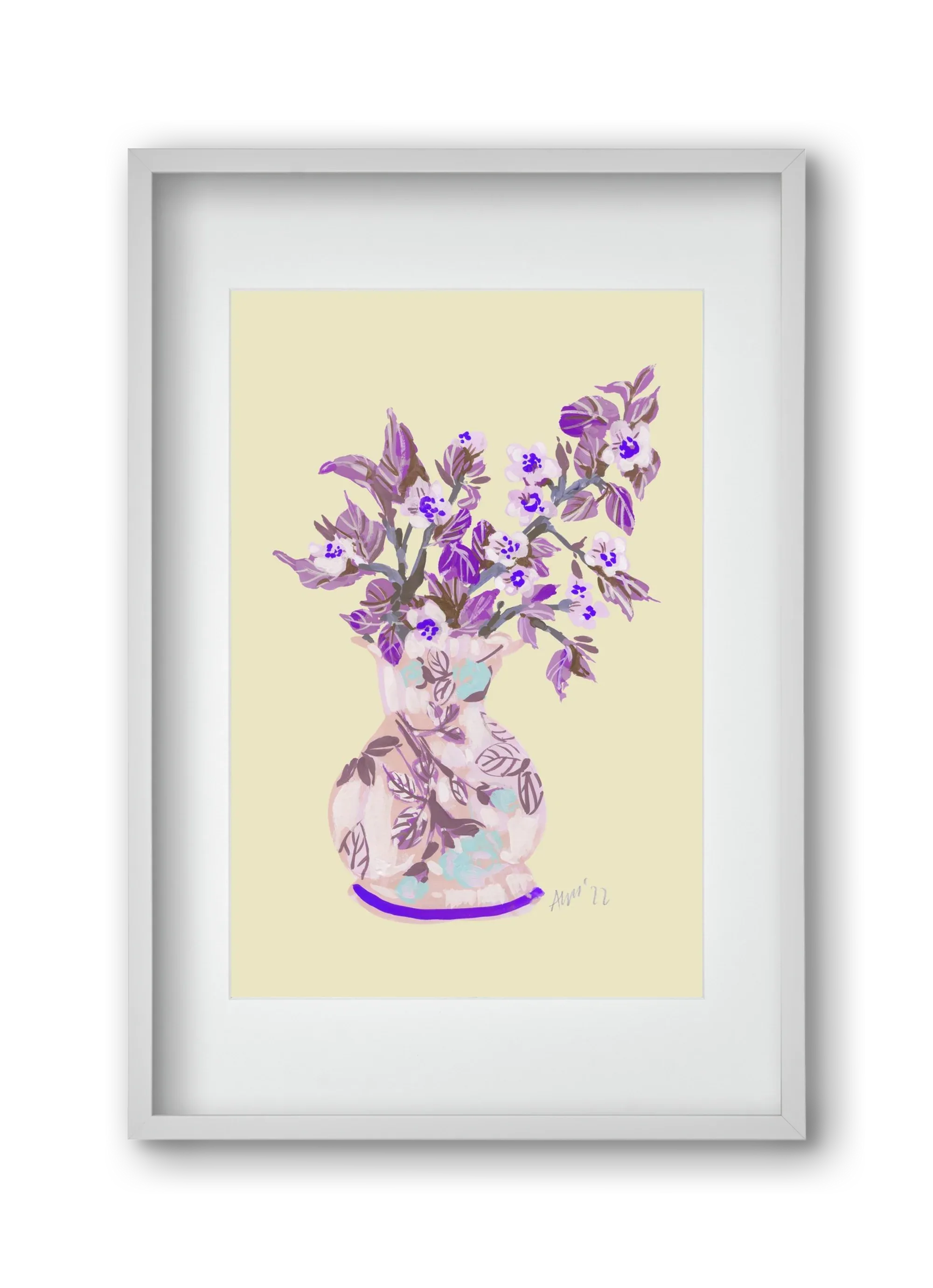 Apple Blossom In Vase- violet - artbridge