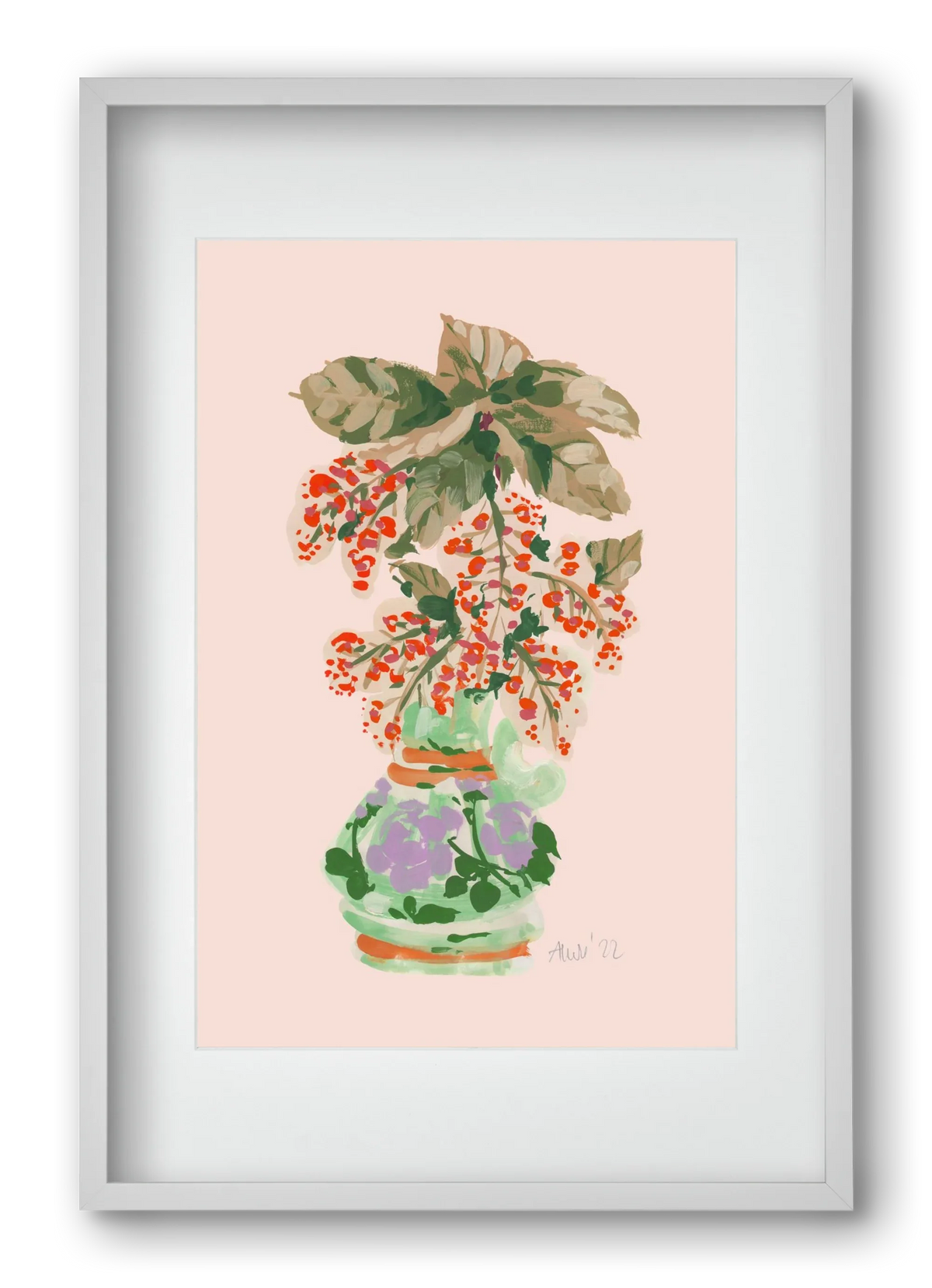 Apple Blossom In Vase- red - artbridge