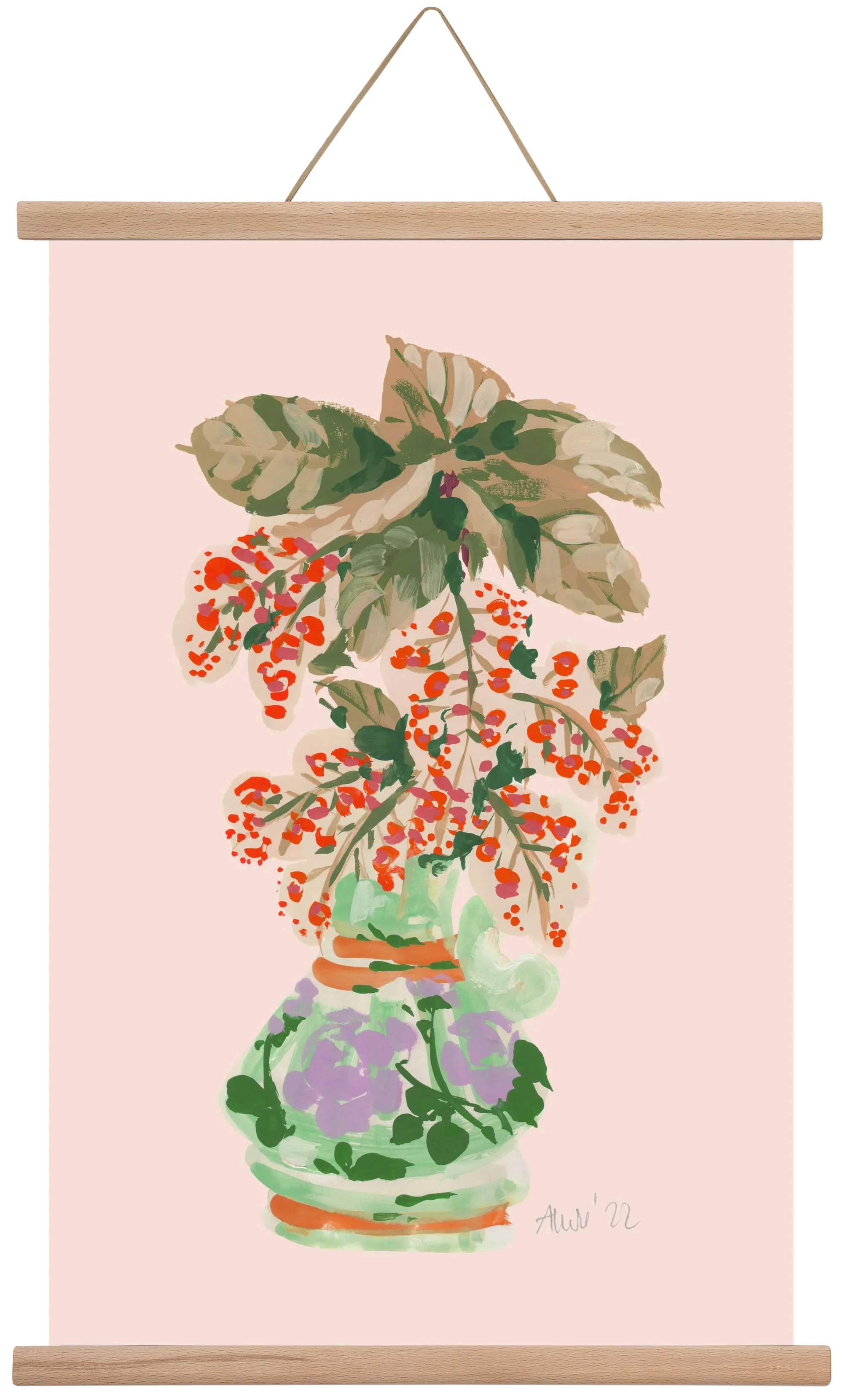 Apple Blossom In Vase- red - artbridge
