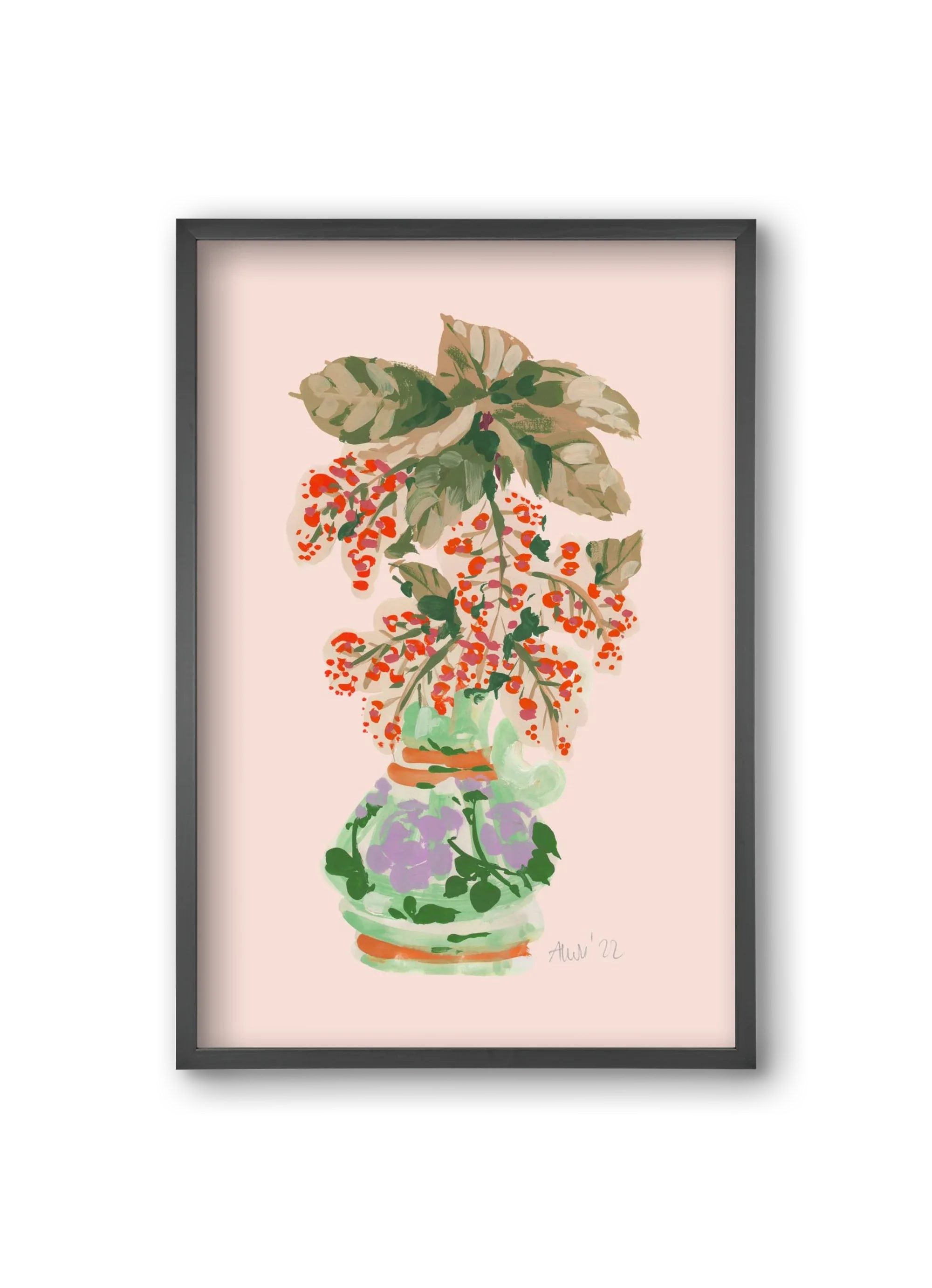 Apple Blossom In Vase- red - artbridge
