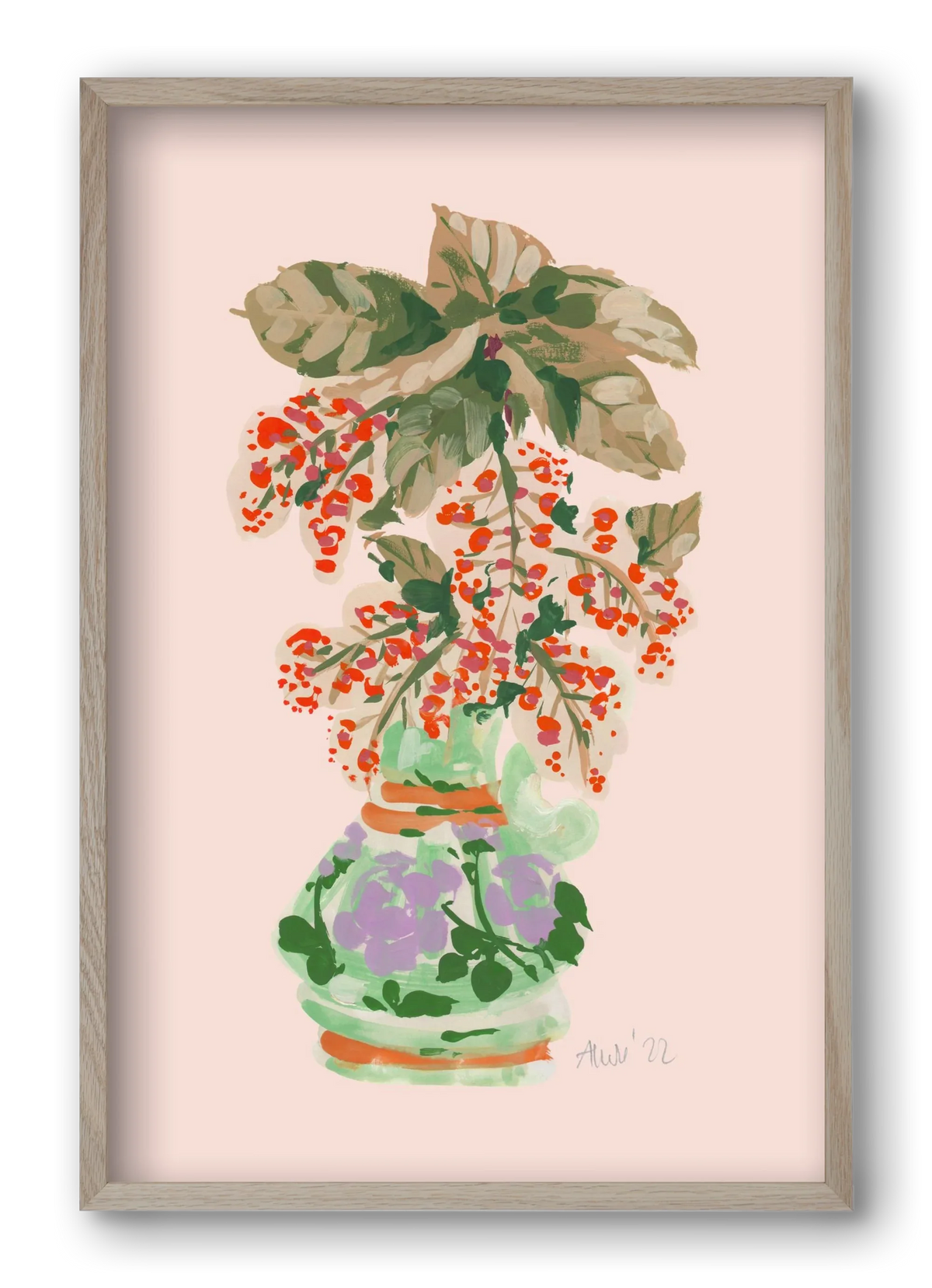 Apple Blossom In Vase- red - artbridge