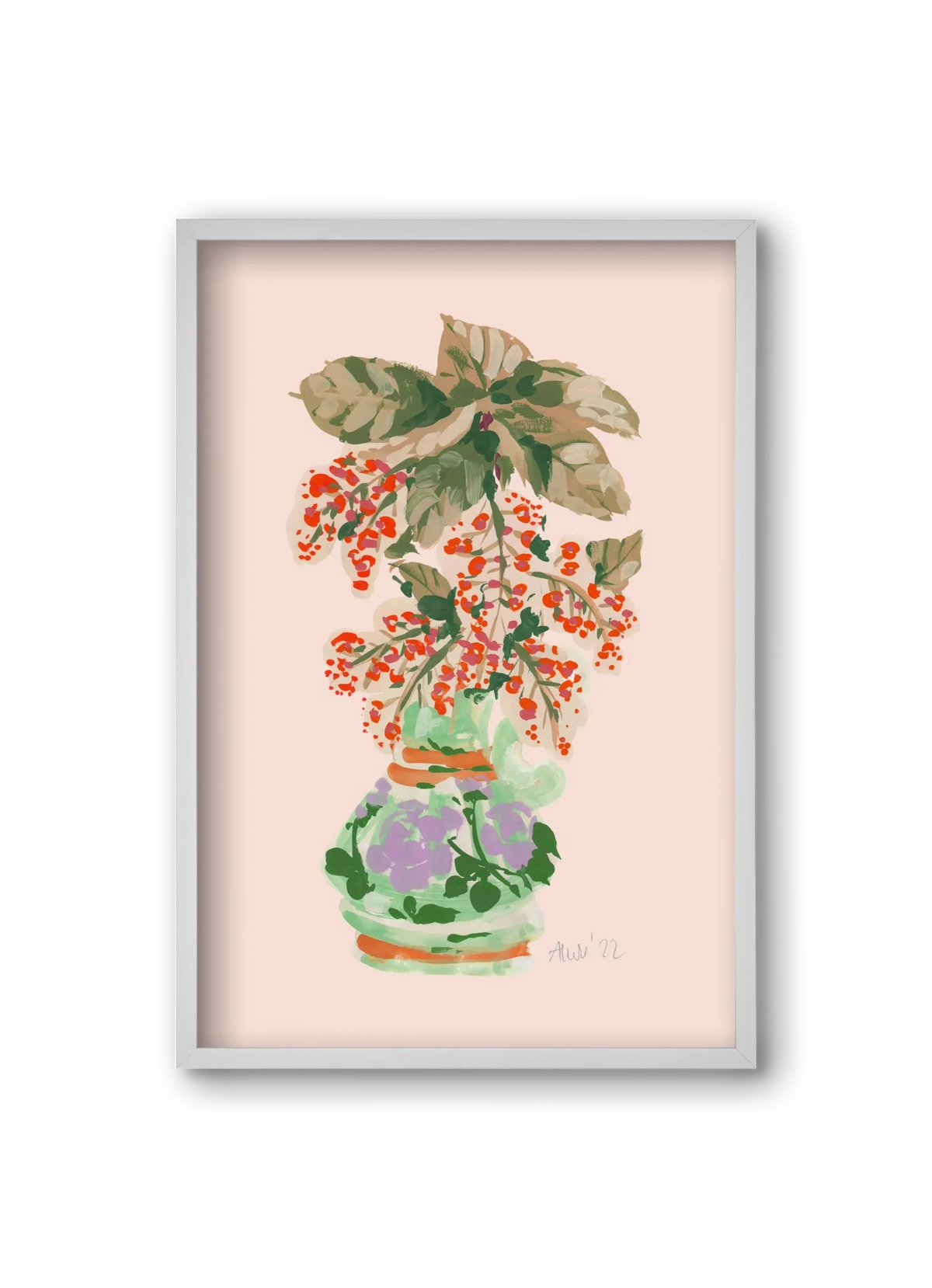 Apple Blossom In Vase- red - artbridge