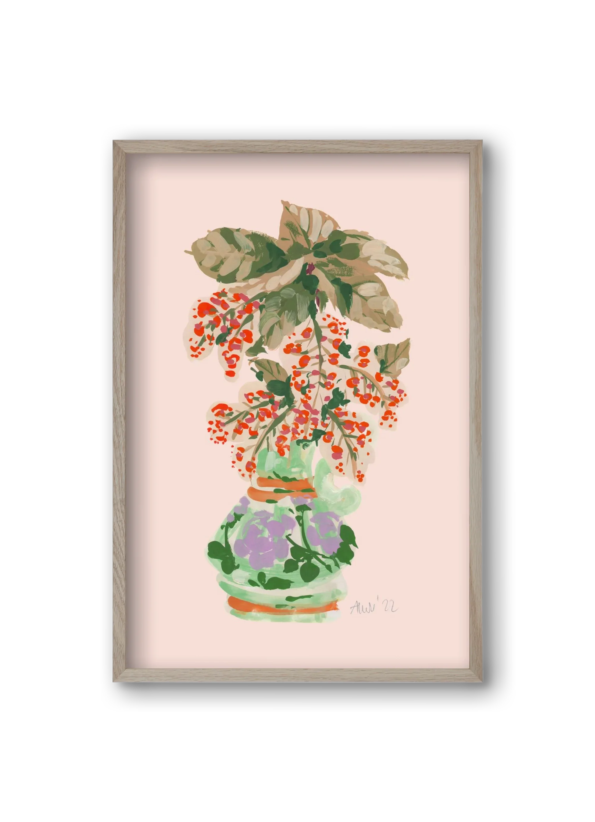 Apple Blossom In Vase- red - artbridge