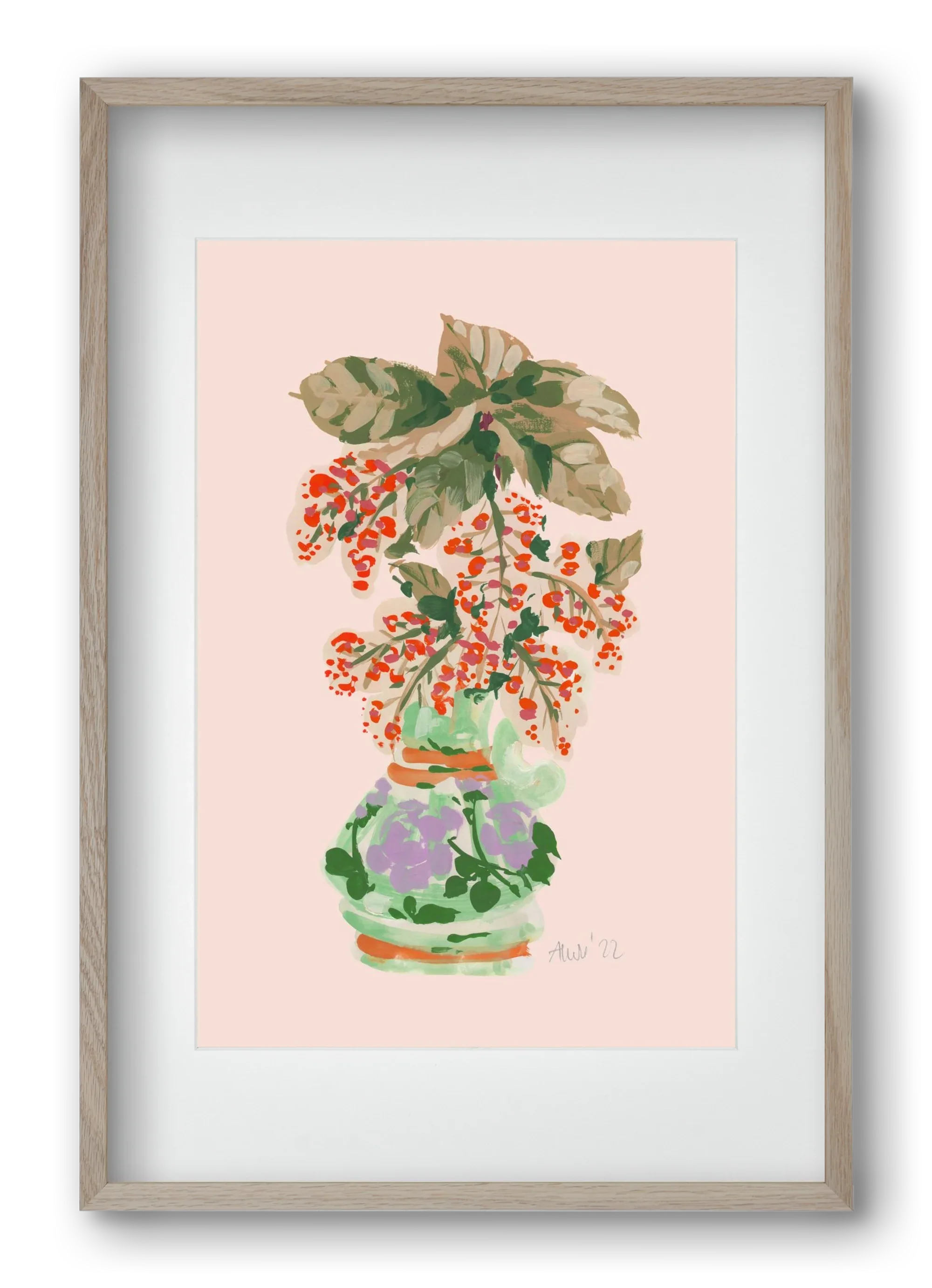 Apple Blossom In Vase- red - artbridge