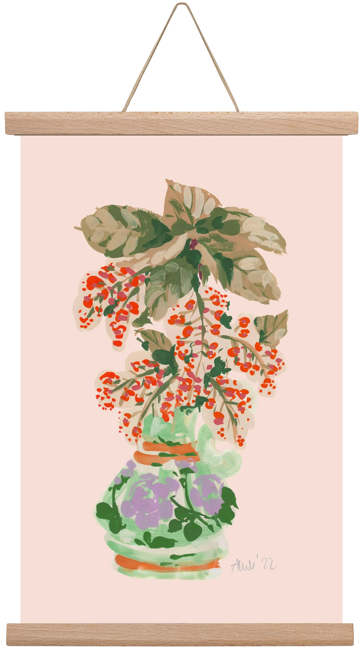 Apple Blossom In Vase- red - artbridge