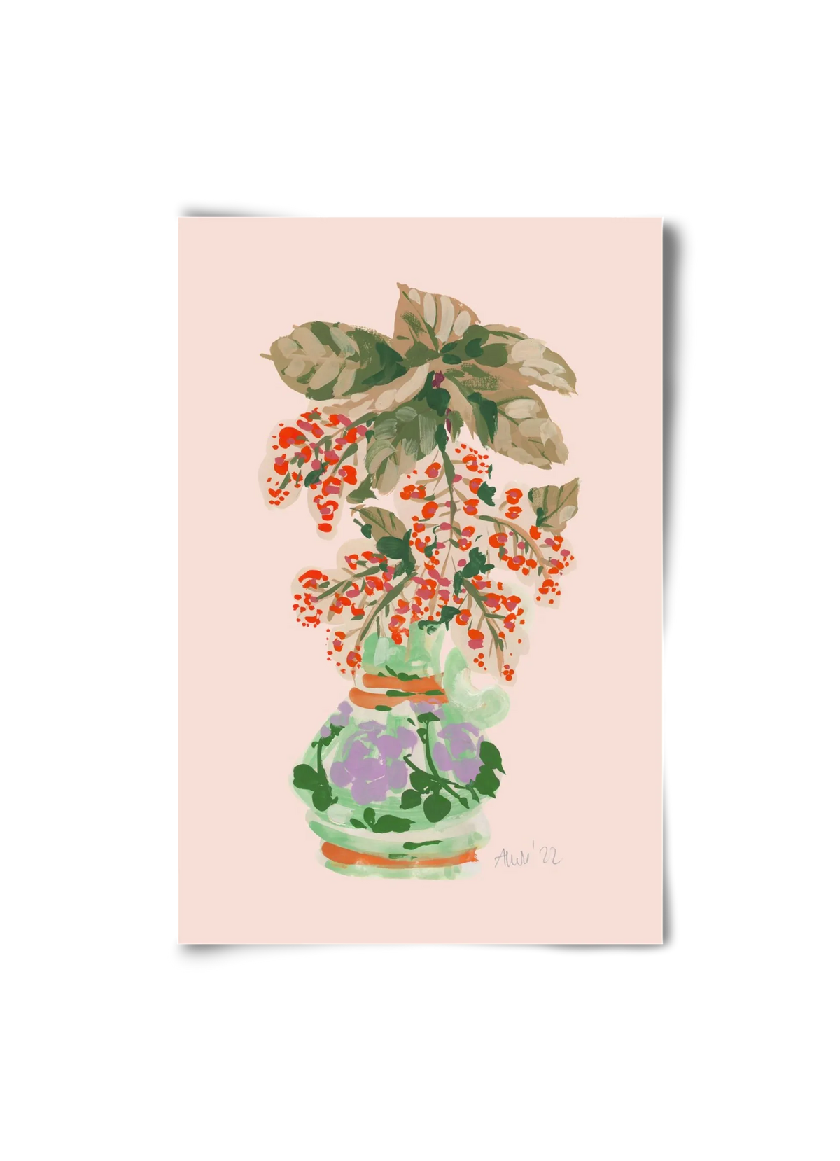 Apple Blossom In Vase- red - artbridge