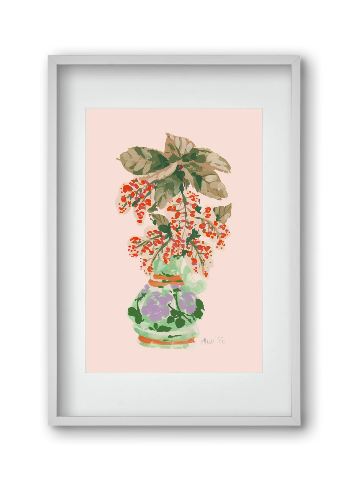 Apple Blossom In Vase- red - artbridge