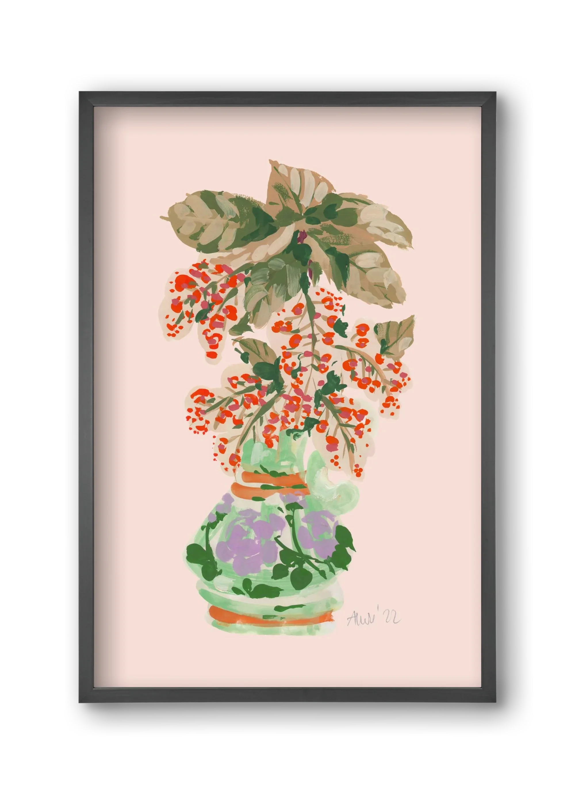 Apple Blossom In Vase- red - artbridge