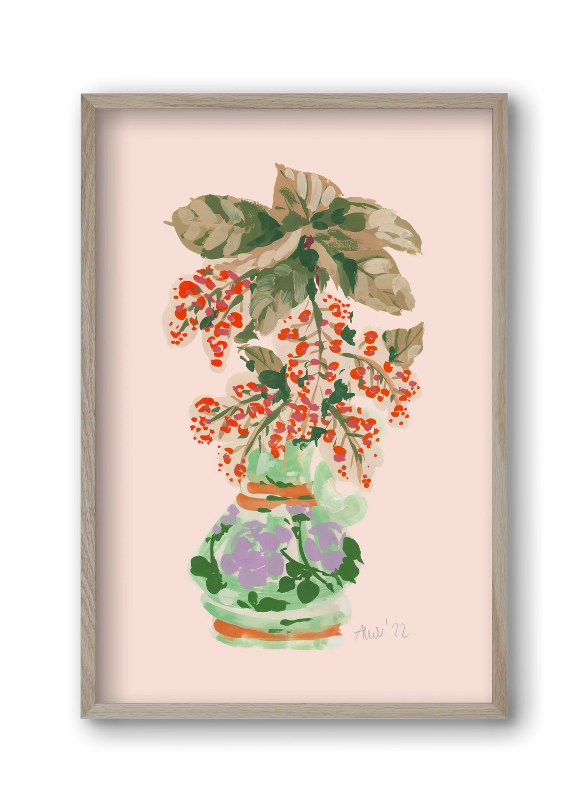 Apple Blossom In Vase- red - artbridge