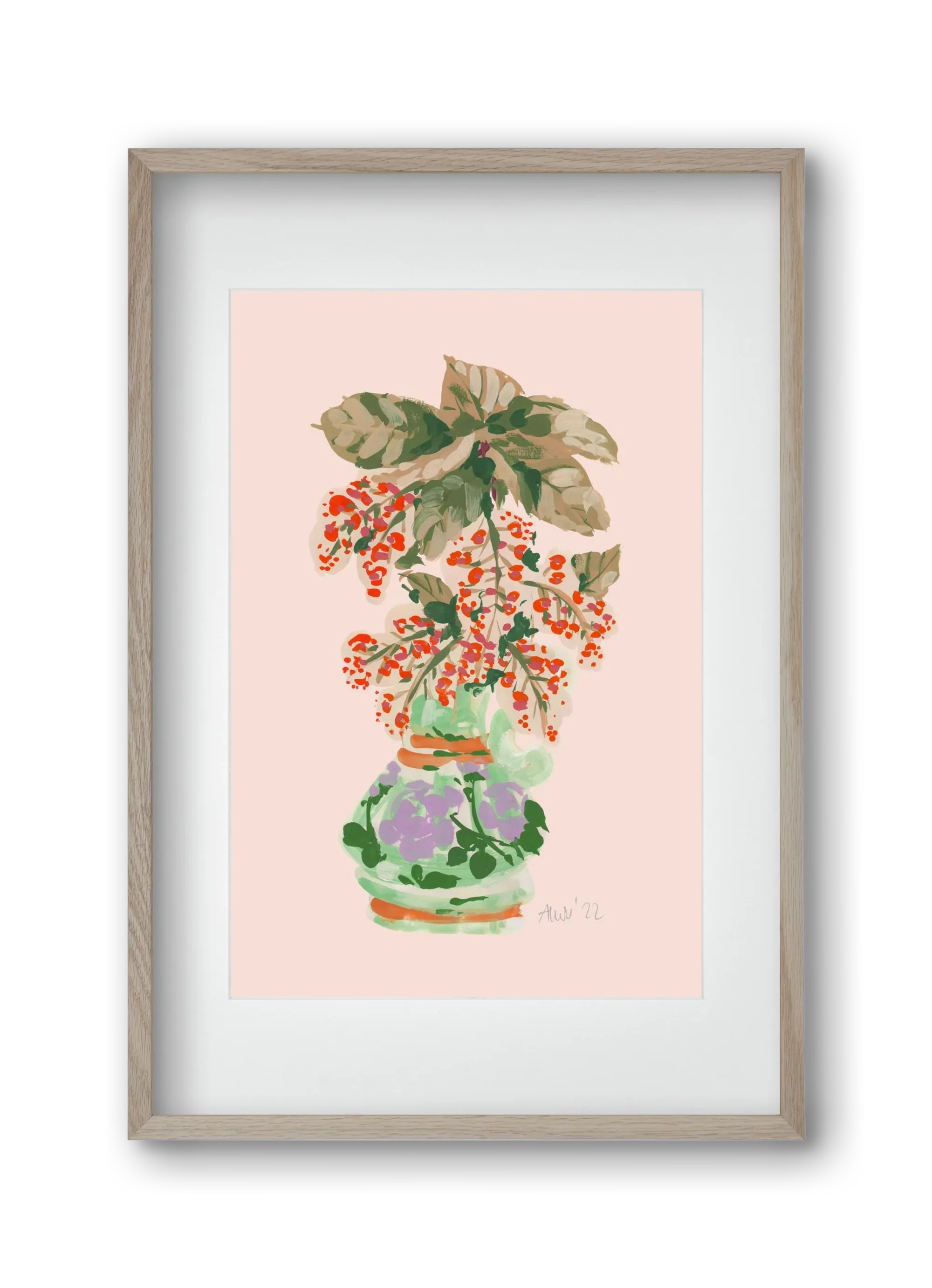 Apple Blossom In Vase- red - artbridge