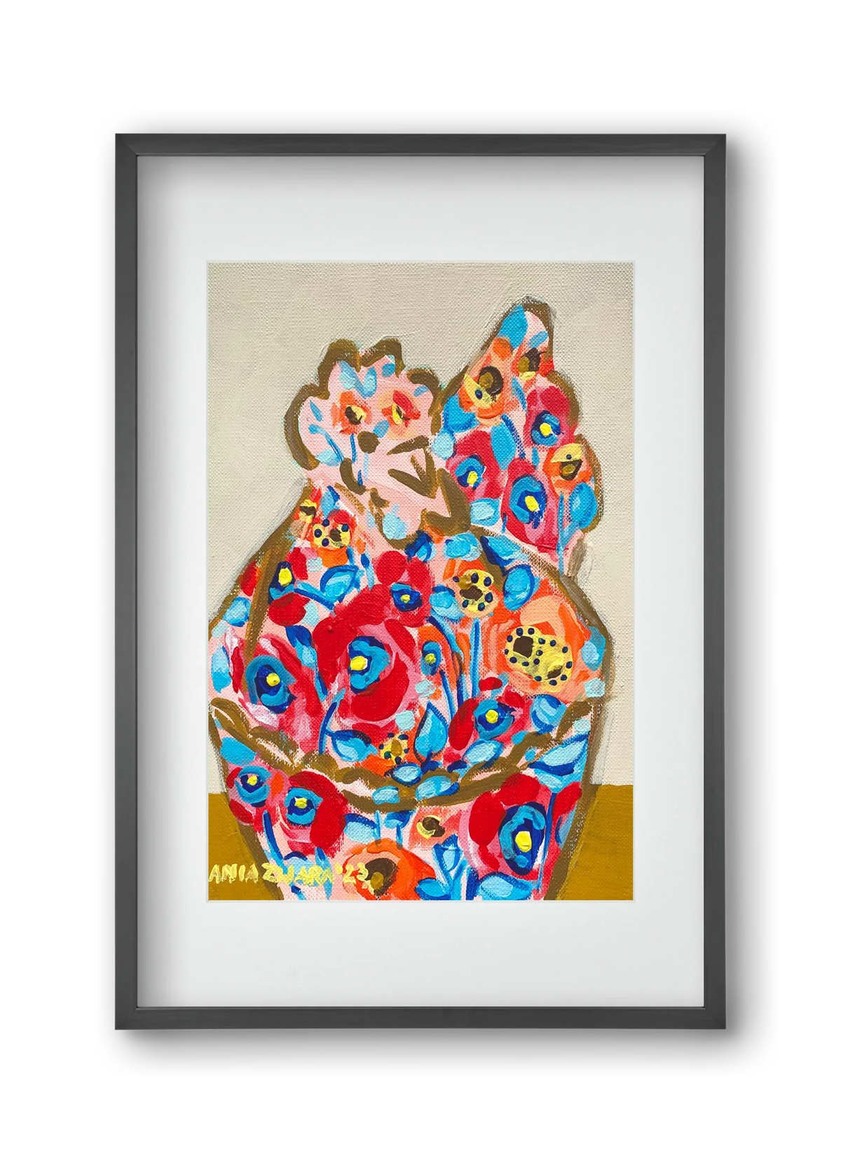 Mama Hen in poppies - artbridge