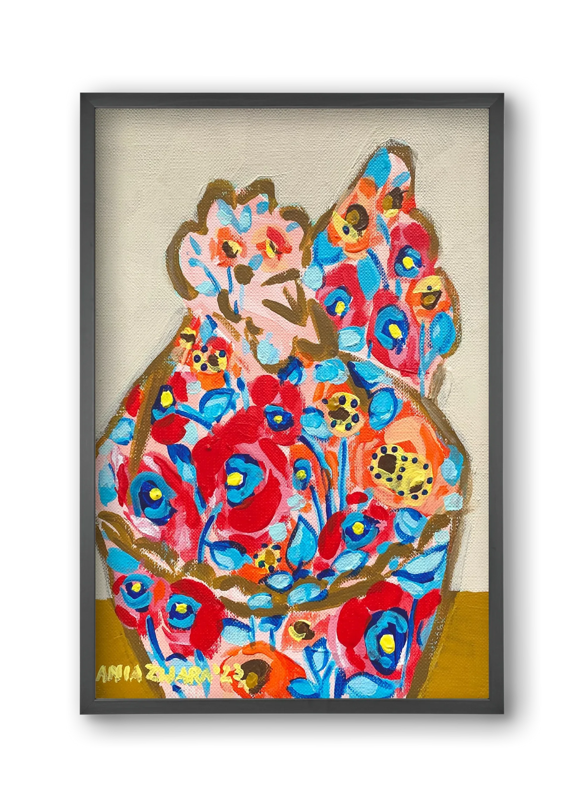 Mama Hen in poppies - artbridge