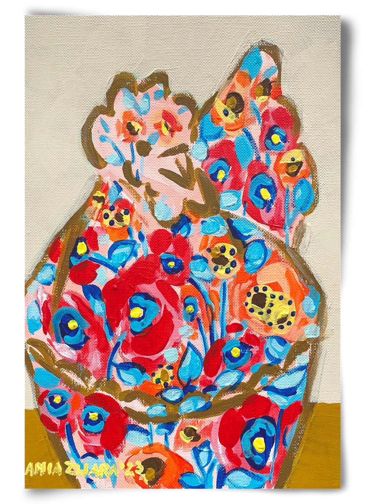 Mama Hen in poppies - artbridge