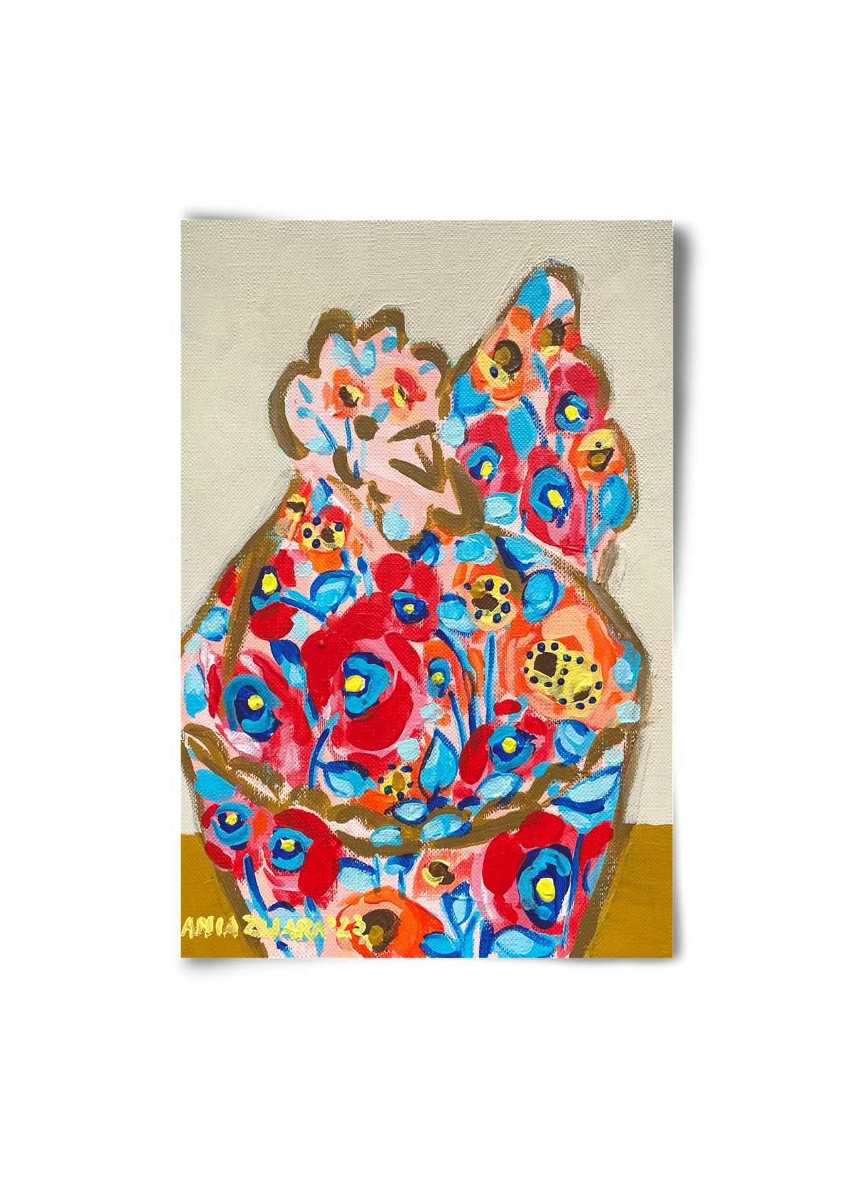 Mama Hen in poppies - artbridge