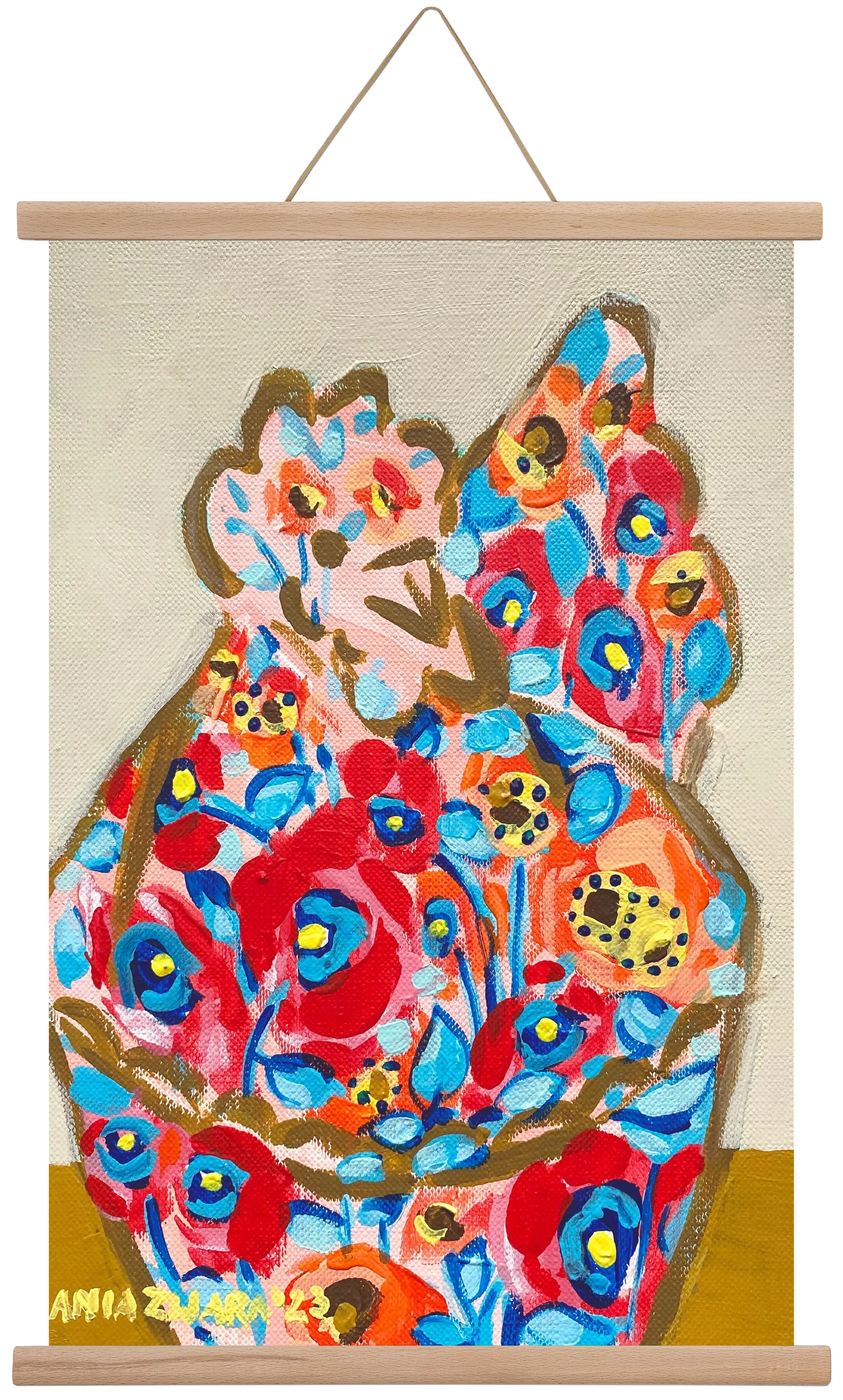 Mama Hen in poppies - artbridge