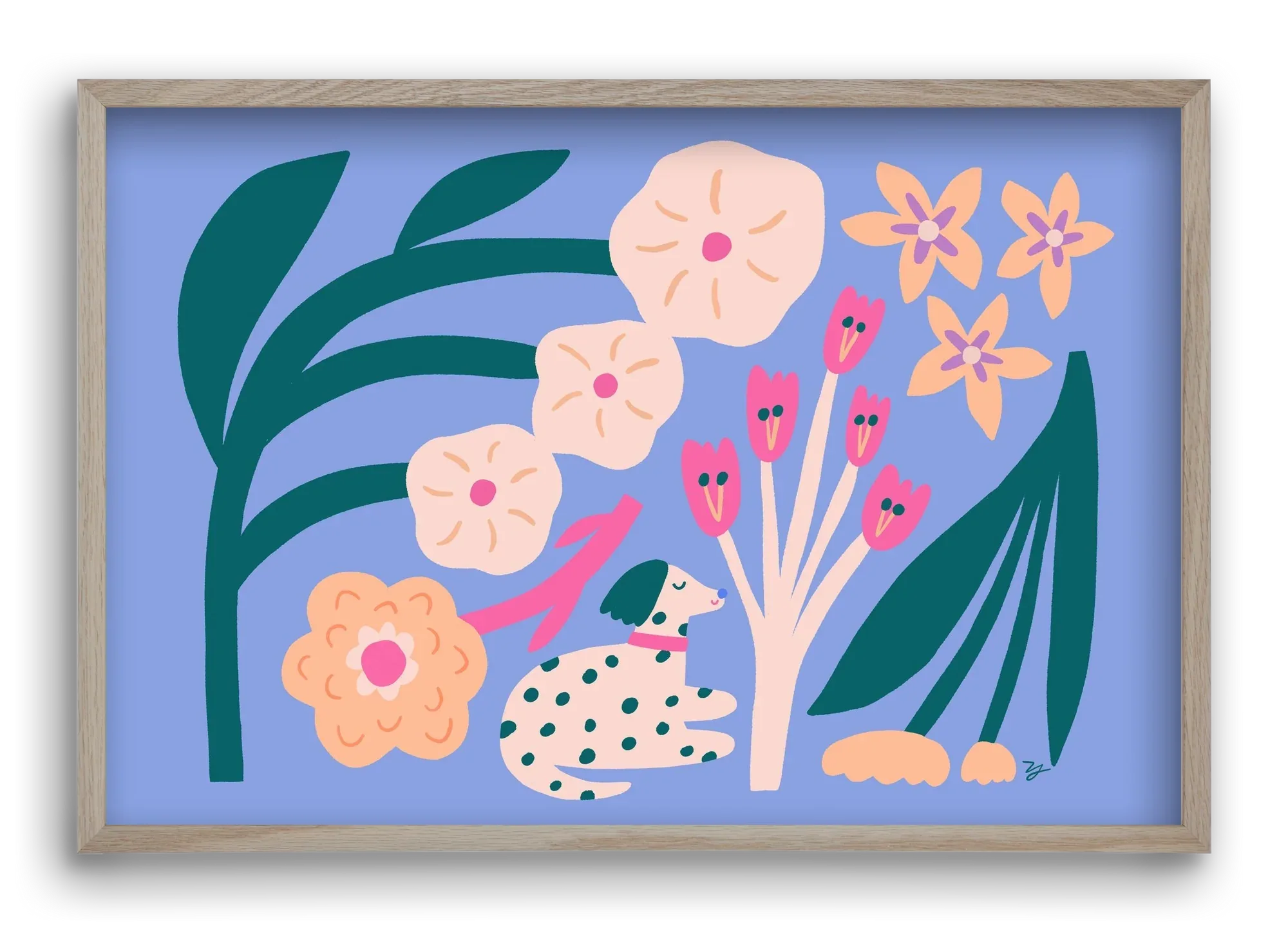 Puppy with Flowers - artbridge