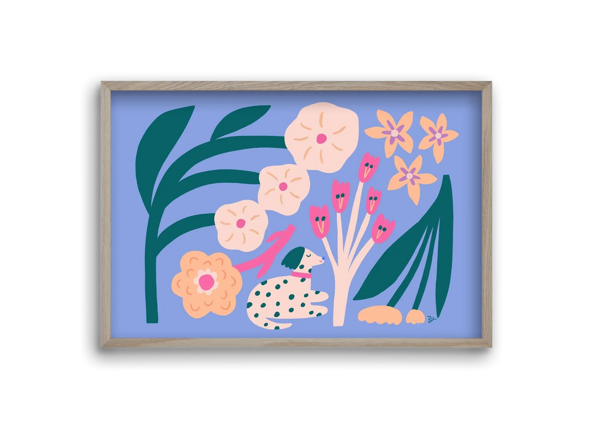 Puppy with Flowers - artbridge