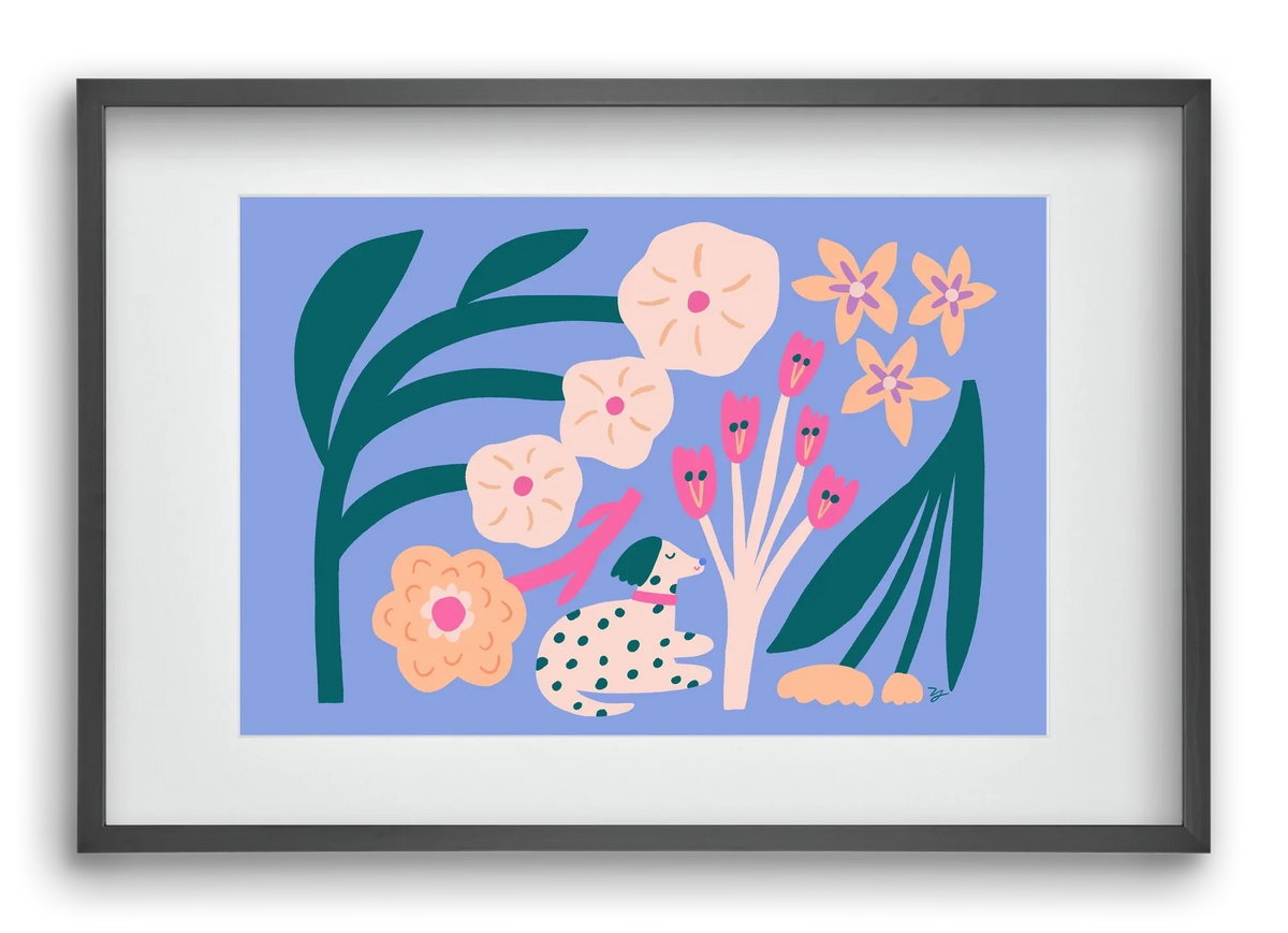 Puppy with Flowers - artbridge
