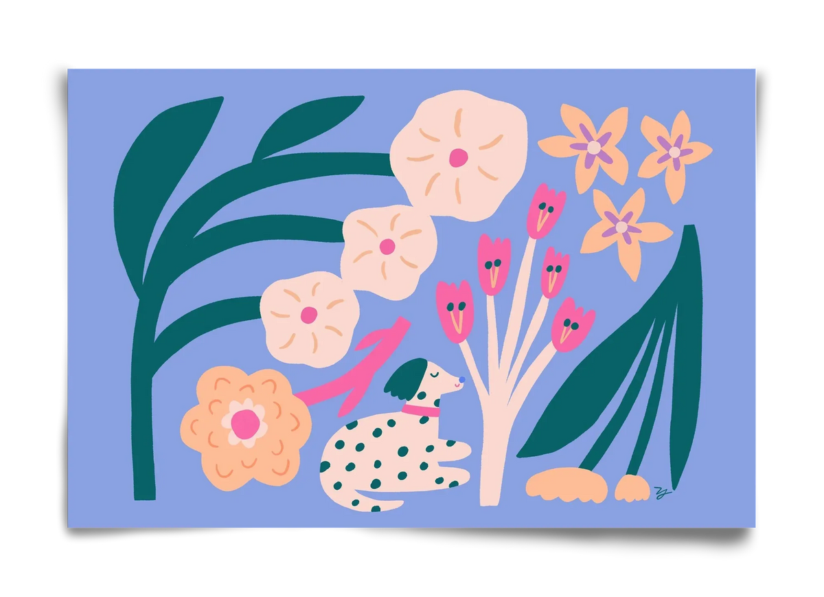Puppy with Flowers - artbridge