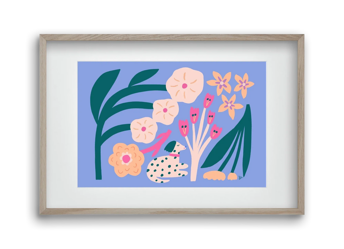 Puppy with Flowers - artbridge