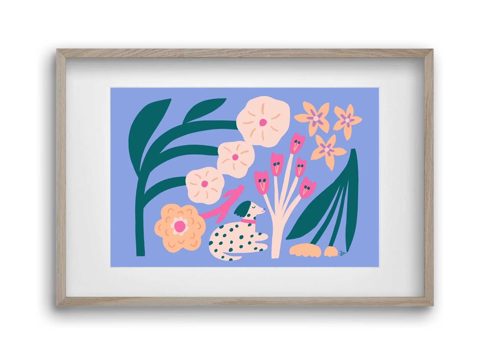 Puppy with Flowers - artbridge