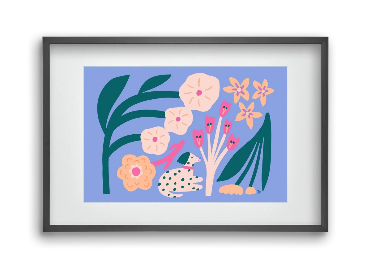 Puppy with Flowers - artbridge