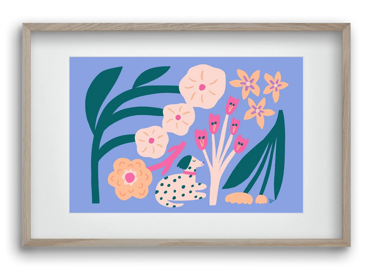 Puppy with Flowers - artbridge