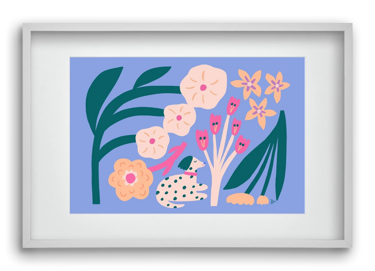 Puppy with Flowers - artbridge