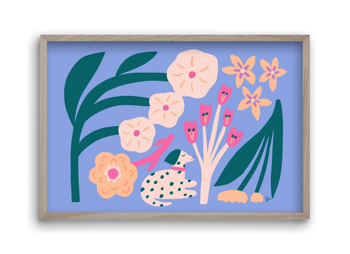 Puppy with Flowers - artbridge