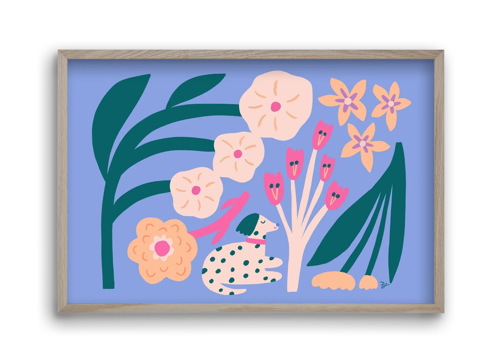 Puppy with Flowers - artbridge