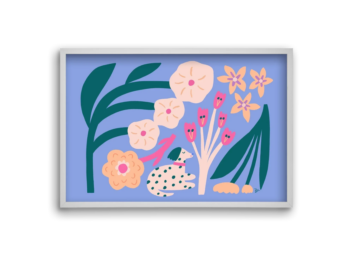Puppy with Flowers - artbridge
