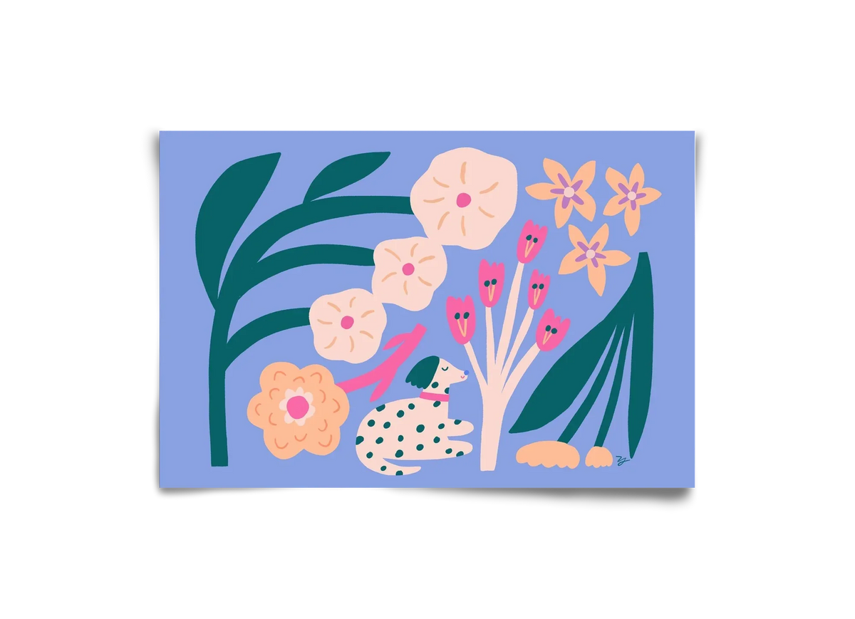 Puppy with Flowers - artbridge