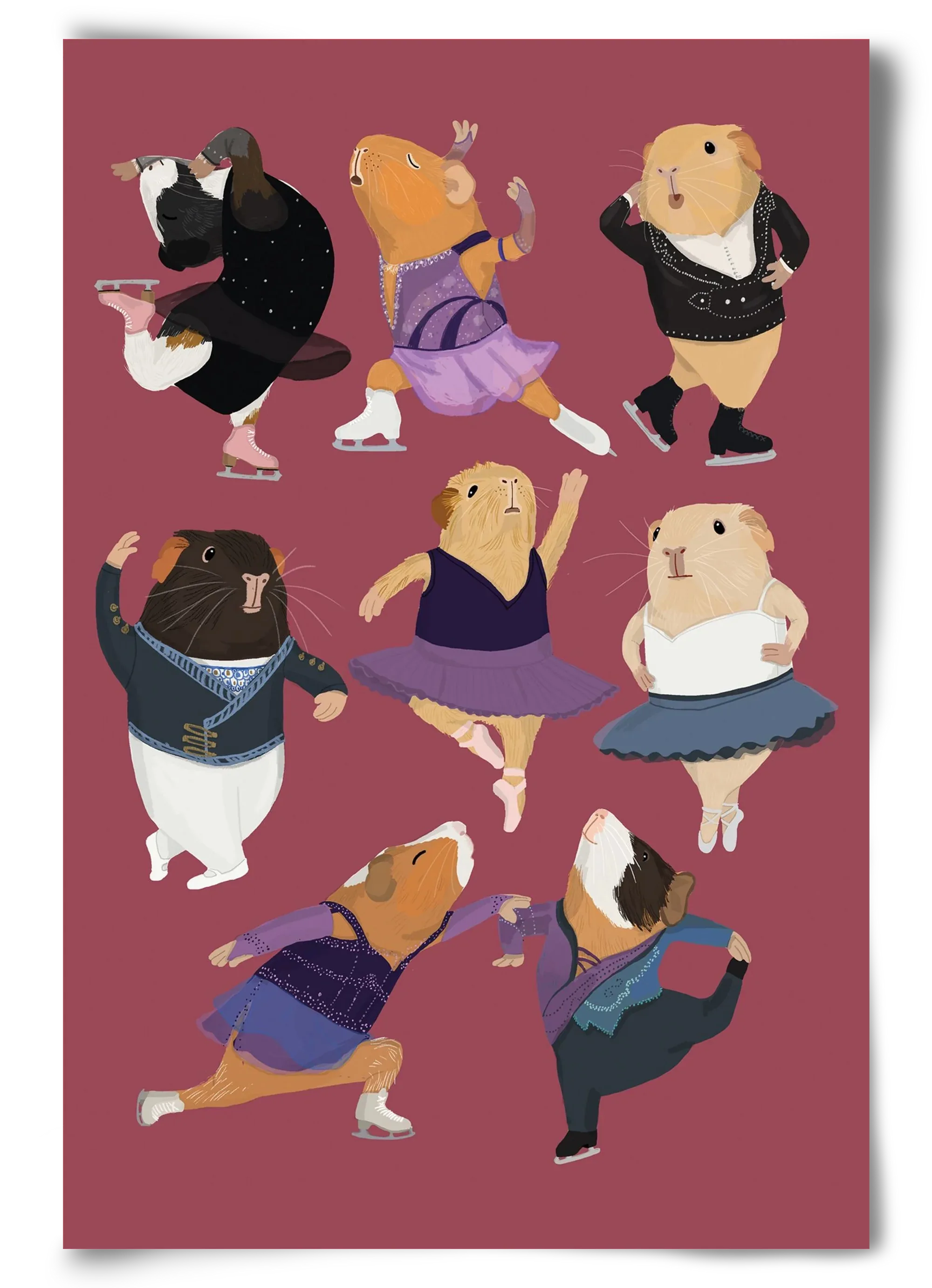 Guinea Pigs doing ballet and ice skating - artbridge